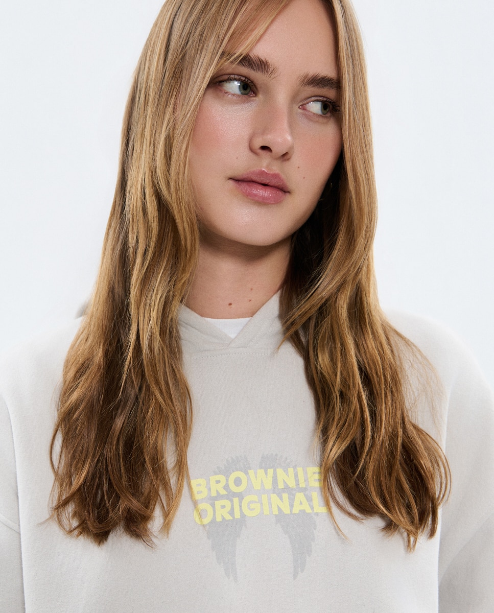 Sweatshirt com Asas e Capuz Cinzento-4