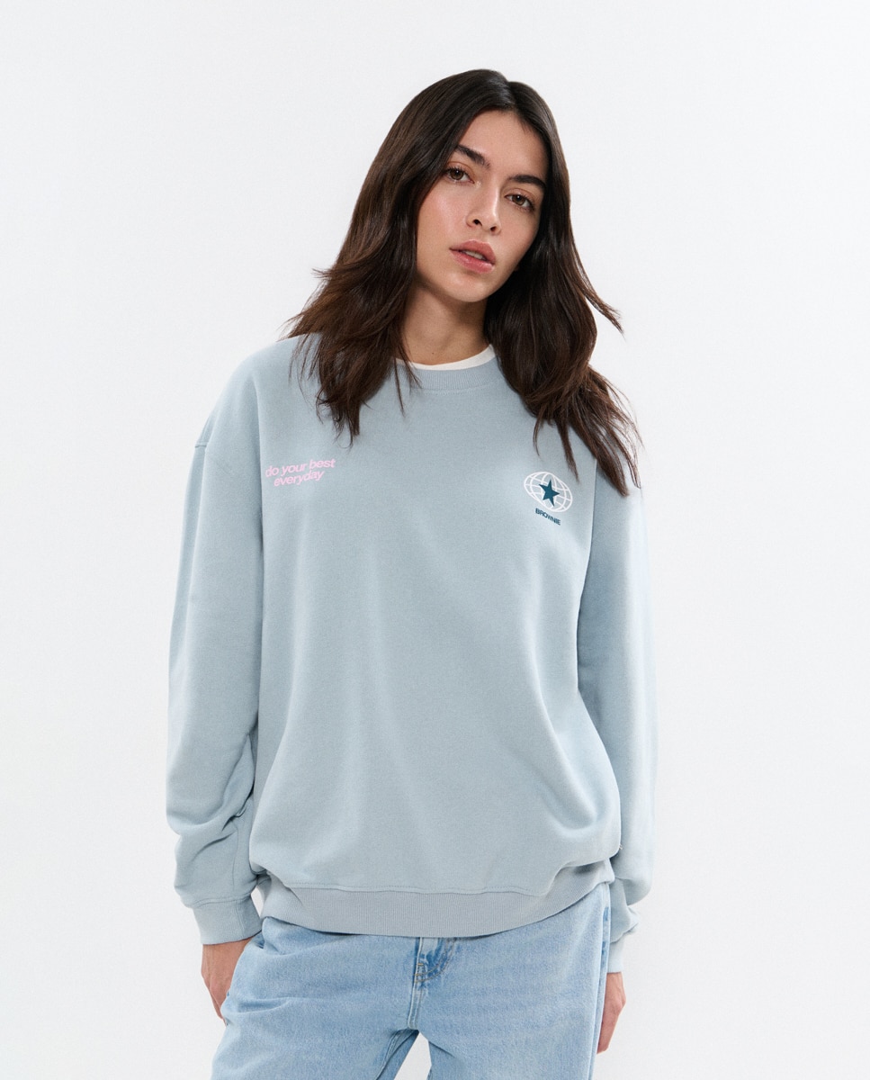 Sweatshirt com Logo nas Costas Azul-claro-2