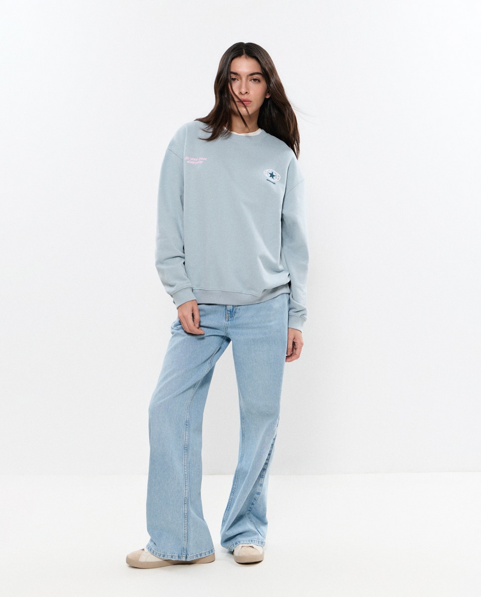 Sweatshirt com Logo nas Costas Azul-claro-3