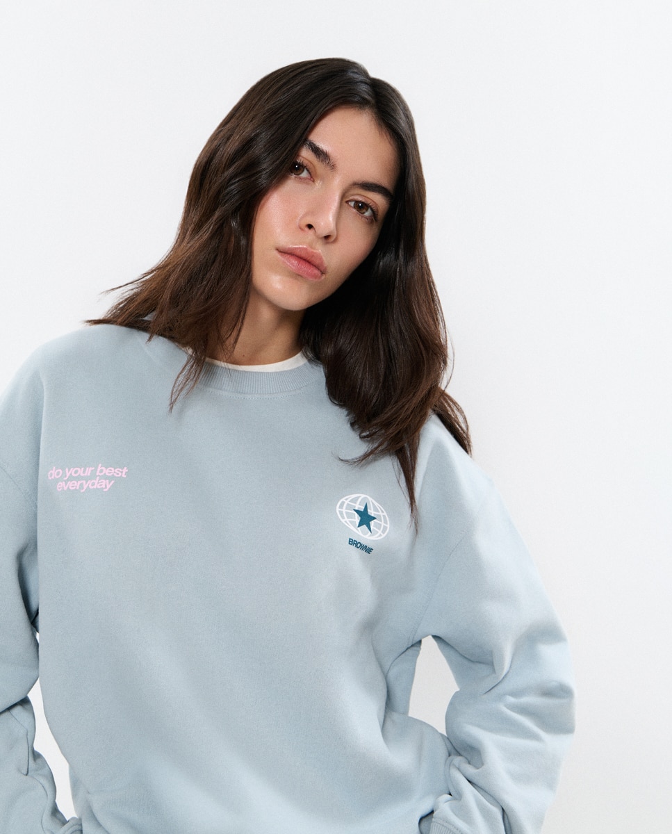 Sweatshirt com Logo nas Costas Azul-claro-4