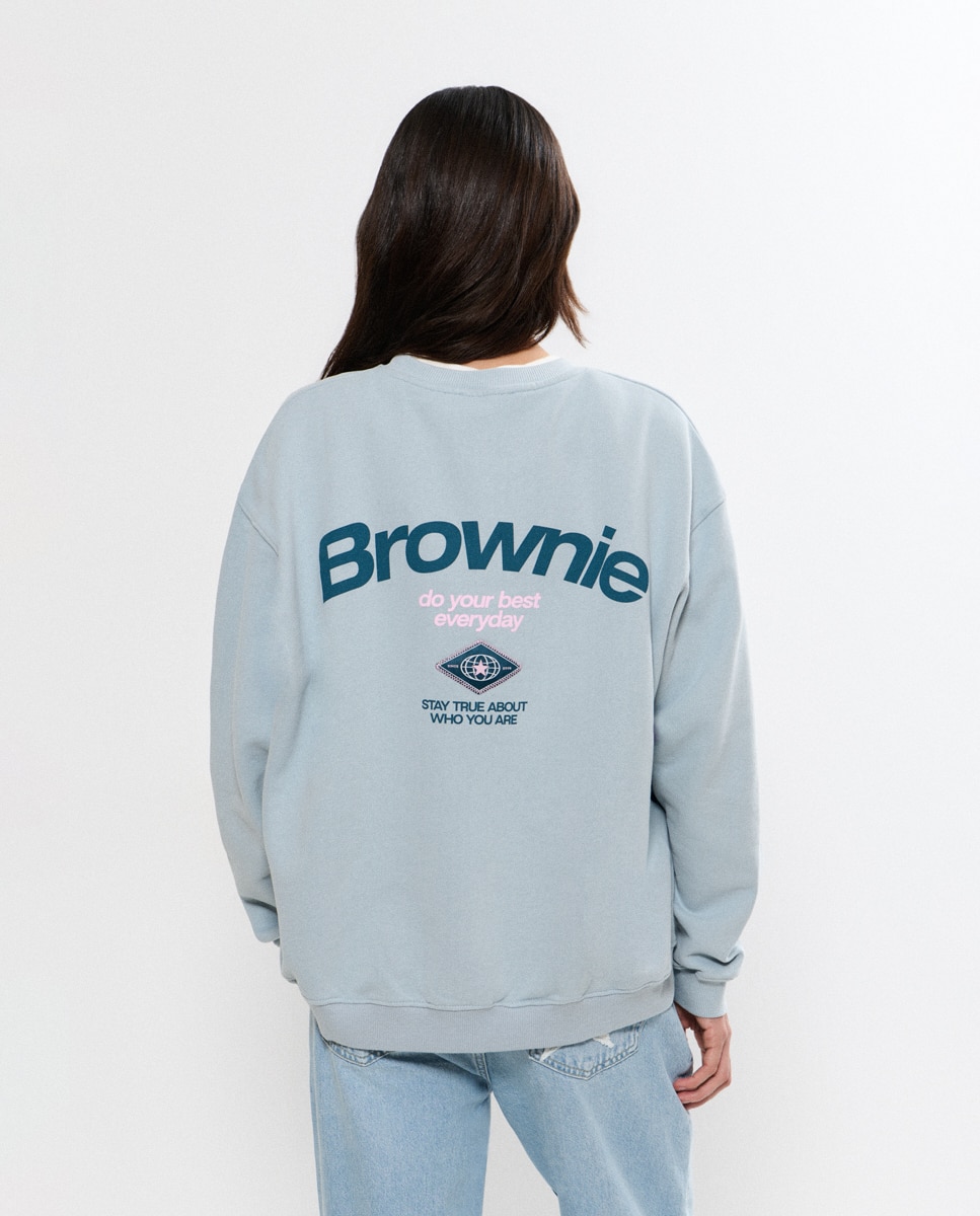 Sweatshirt com Logo nas Costas Azul-claro-1
