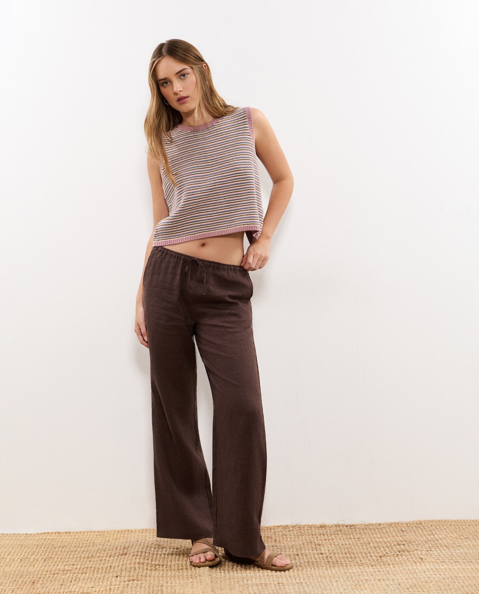 Top de Malha Às Riscas com Laços Multicolor-3