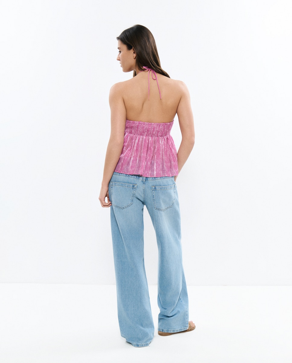 Top Às Riscas com Lurex Rosa-2