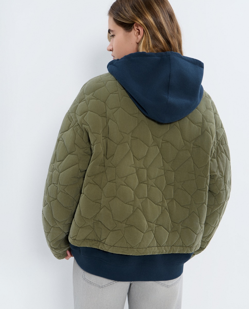 Blusão Bomber com Estampado Grande Caqui-2