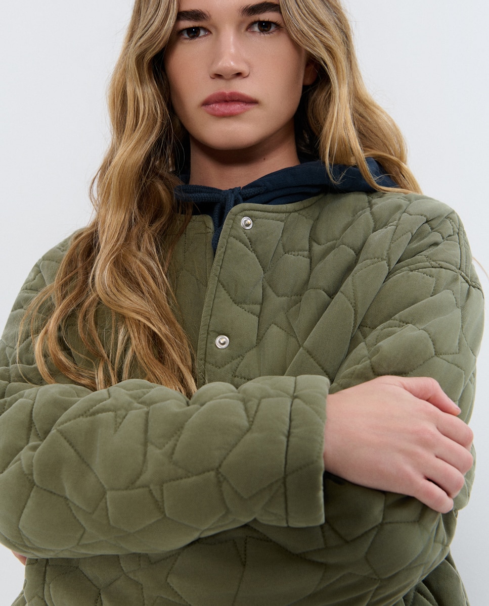 Blusão Bomber com Estampado Grande Caqui-4