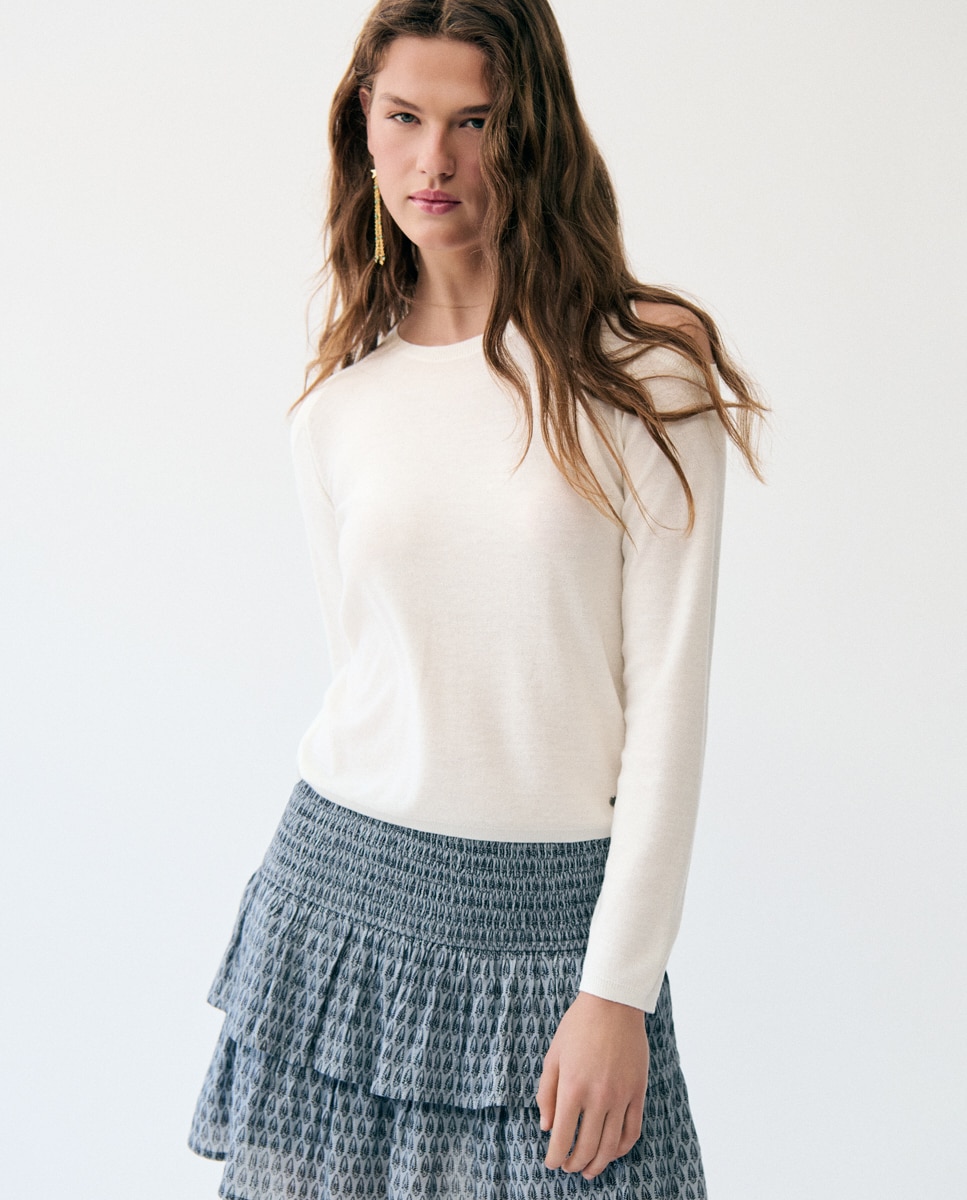 Camisola com Ombros Descobertos Cru-1