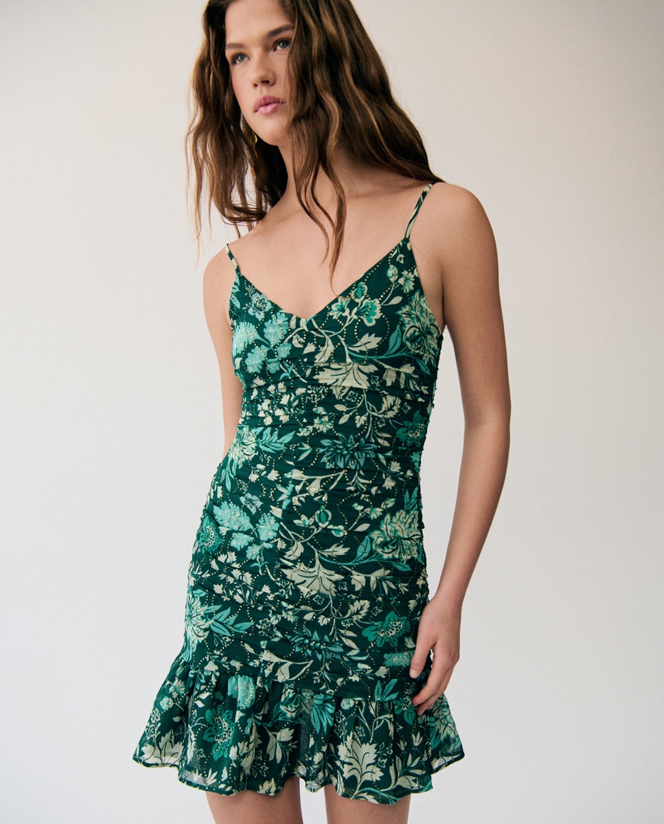 Vestido Curto Estampado Verde-4