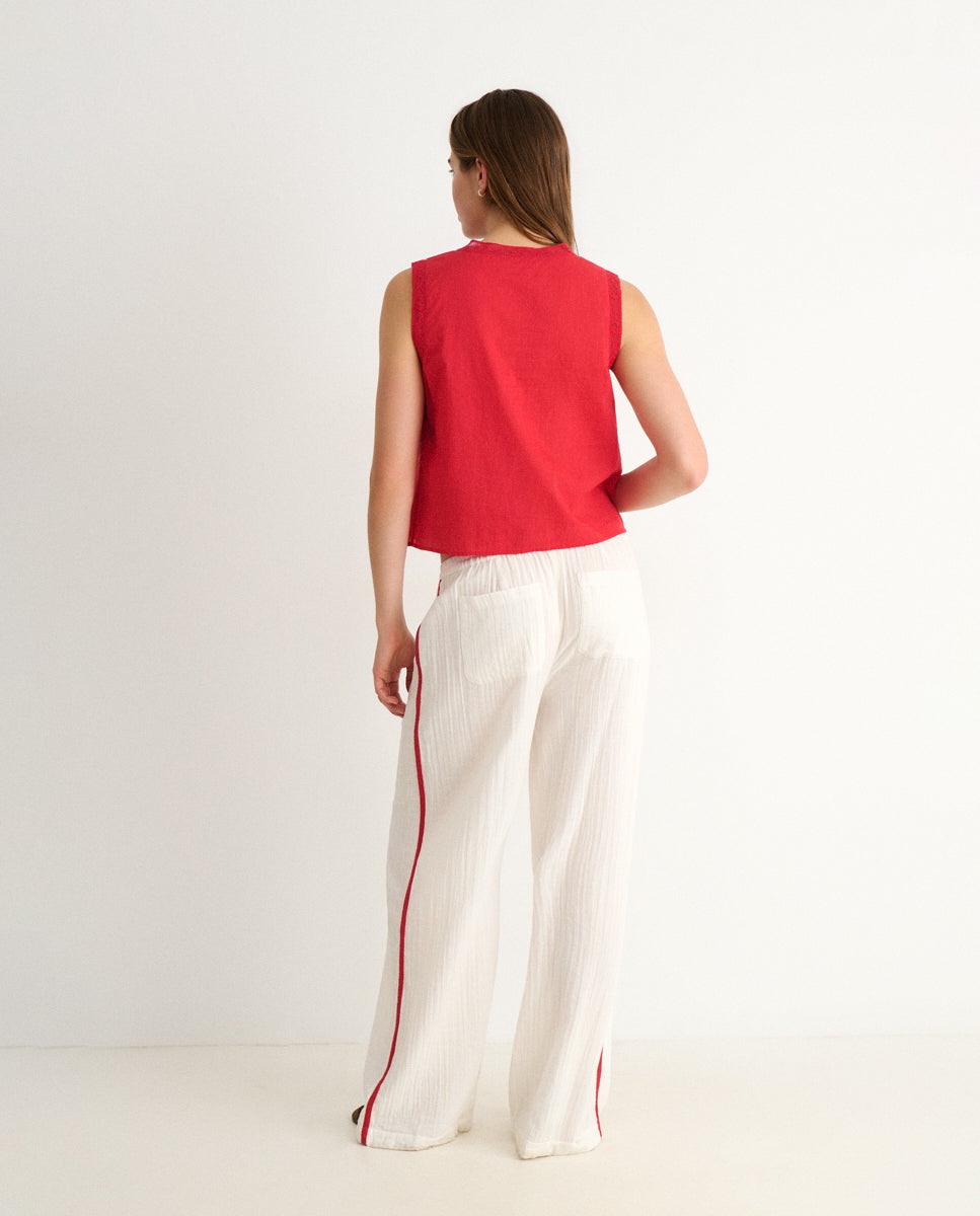 Blusa de Alças com Bordados Vermelho-2