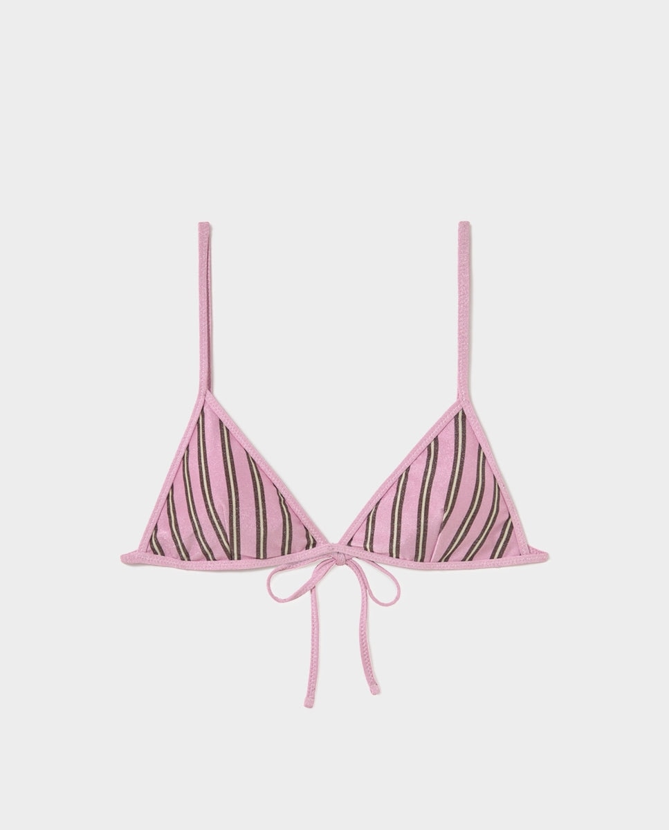 Top de Biquíni Às Riscas Rosa-5