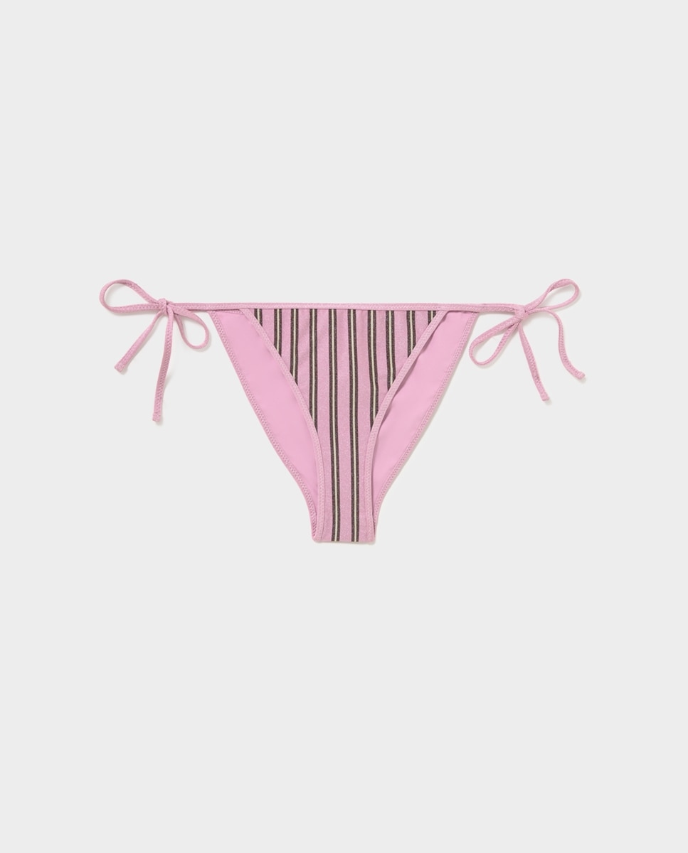 Cueca de Biquíni Às Riscas Rosa-5