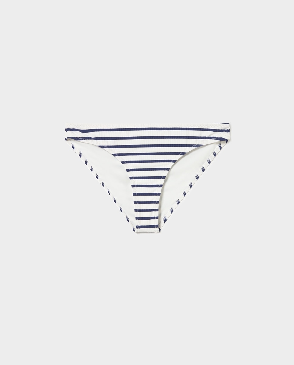 Cueca de Biquíni Às Riscas Azul-5