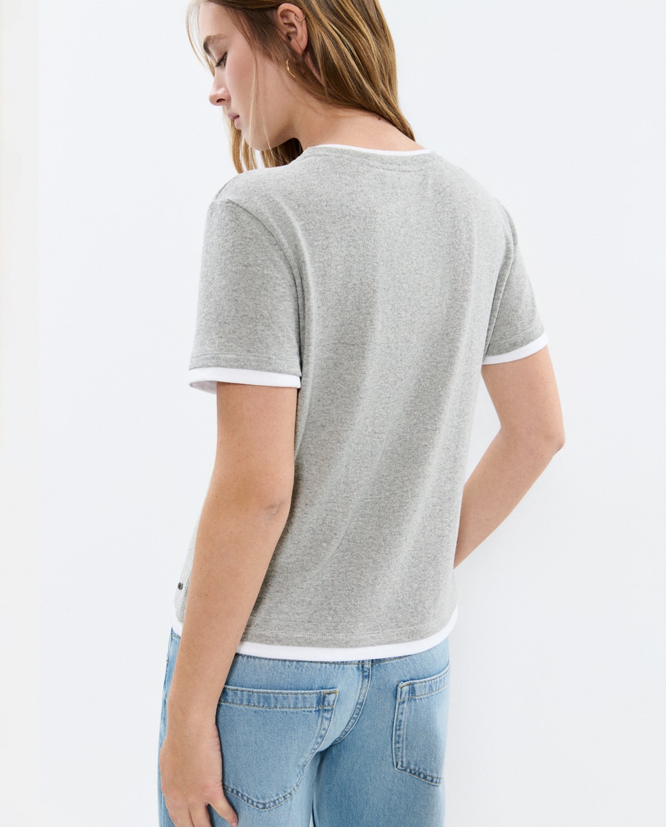 T-shirt Efeito Duplo Cinzento-2
