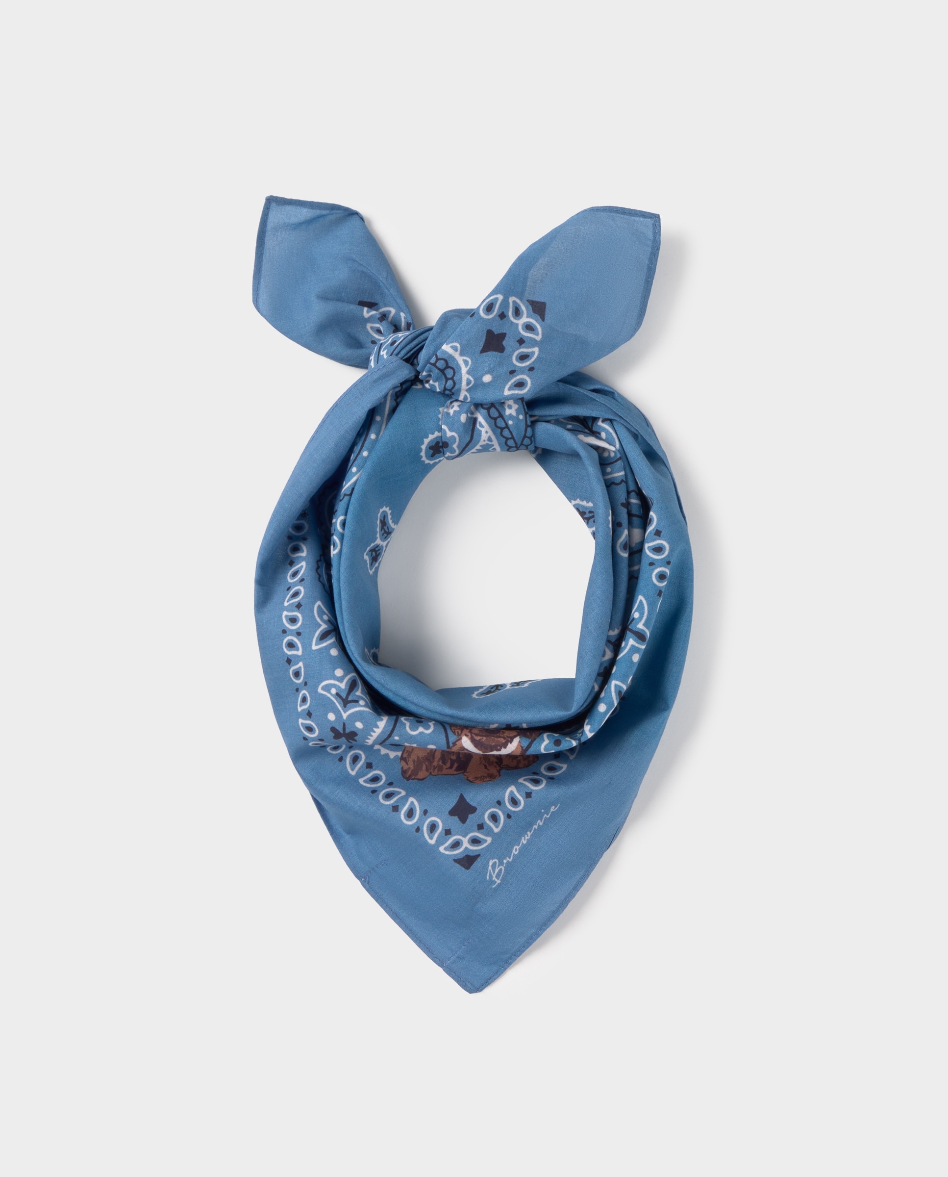 Lenço com Cachorro Brownie Azul-2