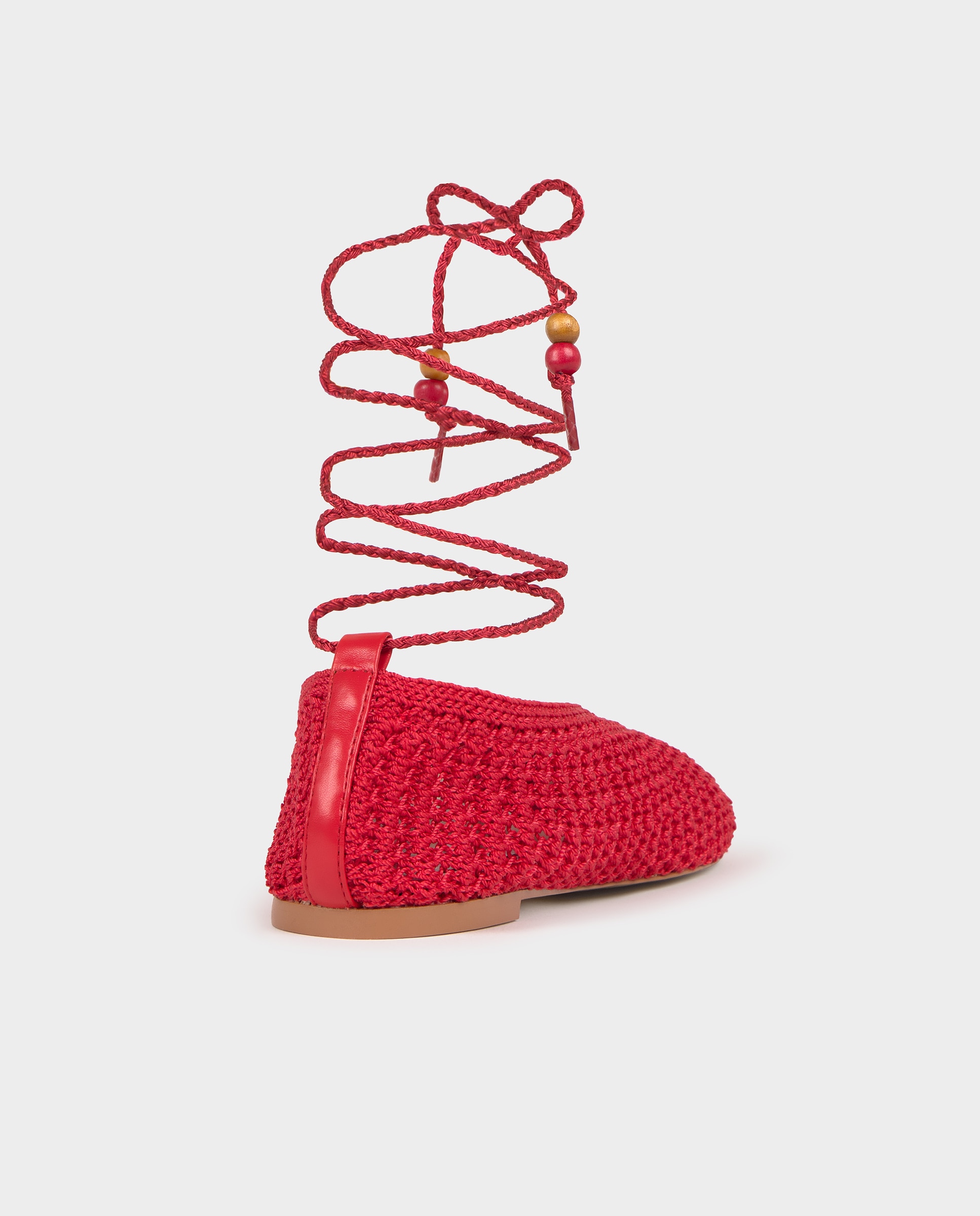 Bailarinas Rasas de Crochet Vermelho-5