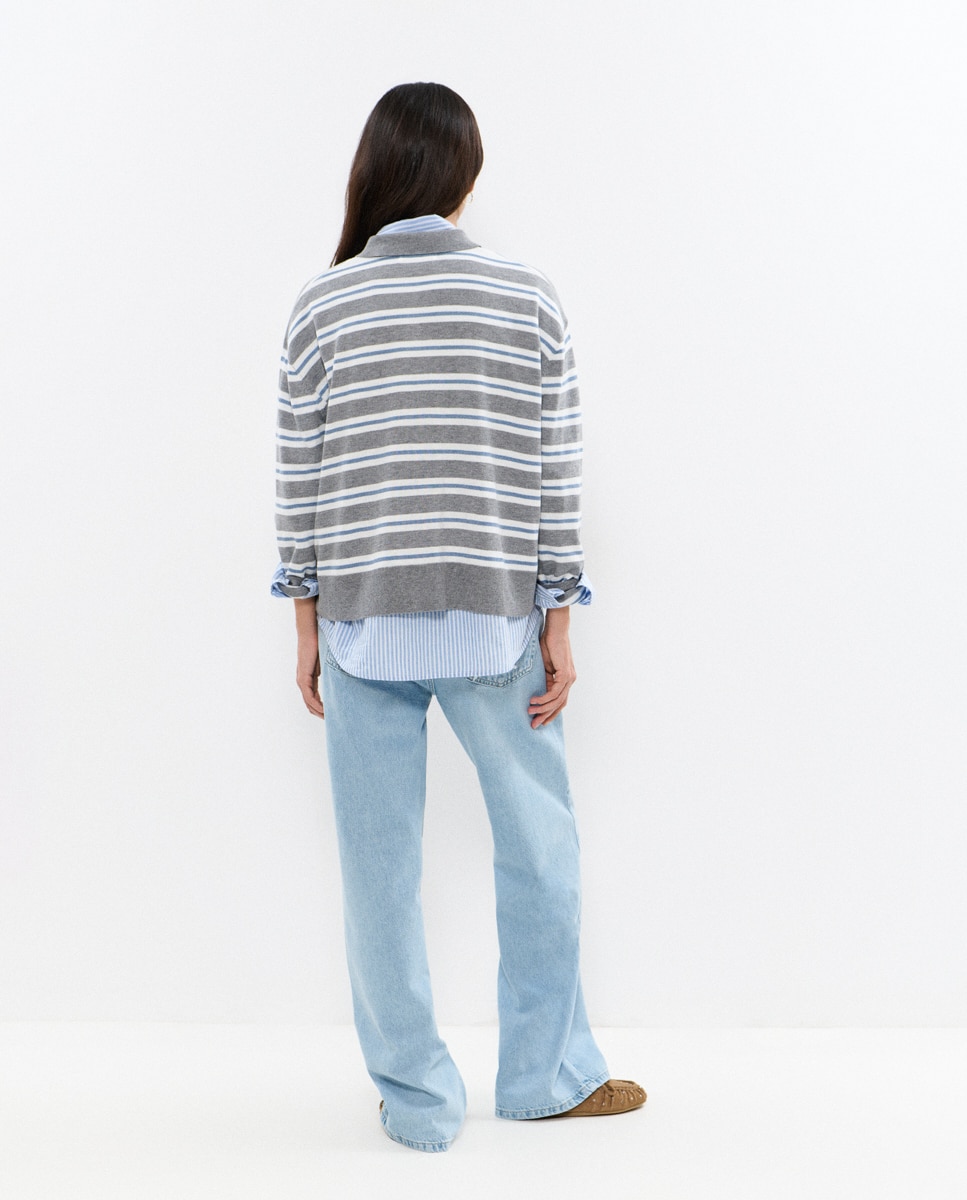 Camisola Às Riscas Cinzento-2
