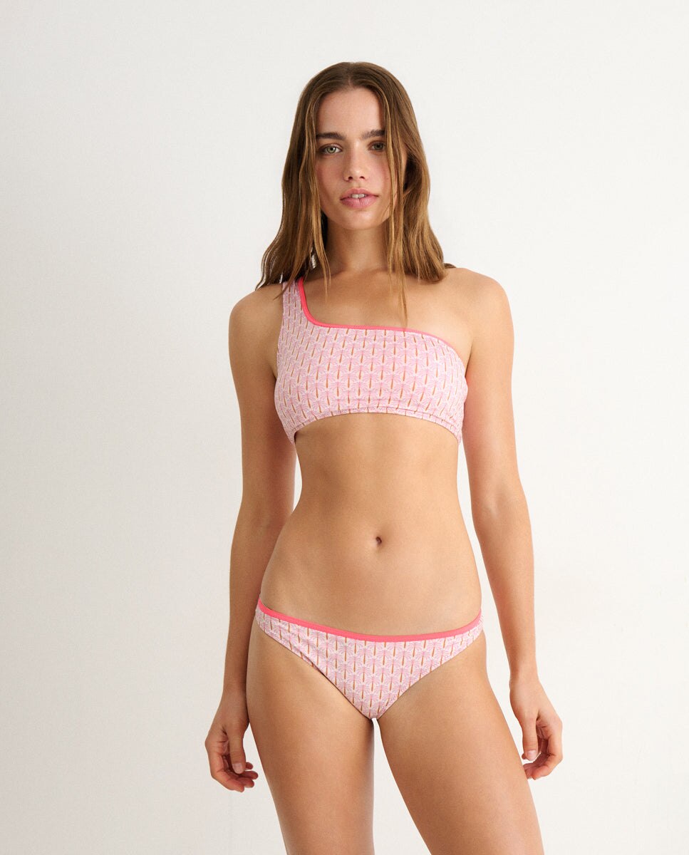 Cueca de Biquíni de Palmeiras Rosa-3