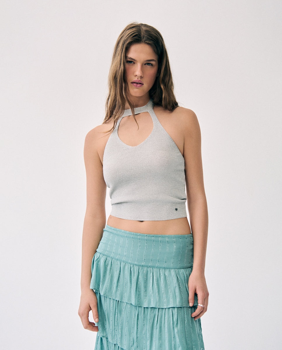 Imagem 0 de Top com Abertura e Gola Halter