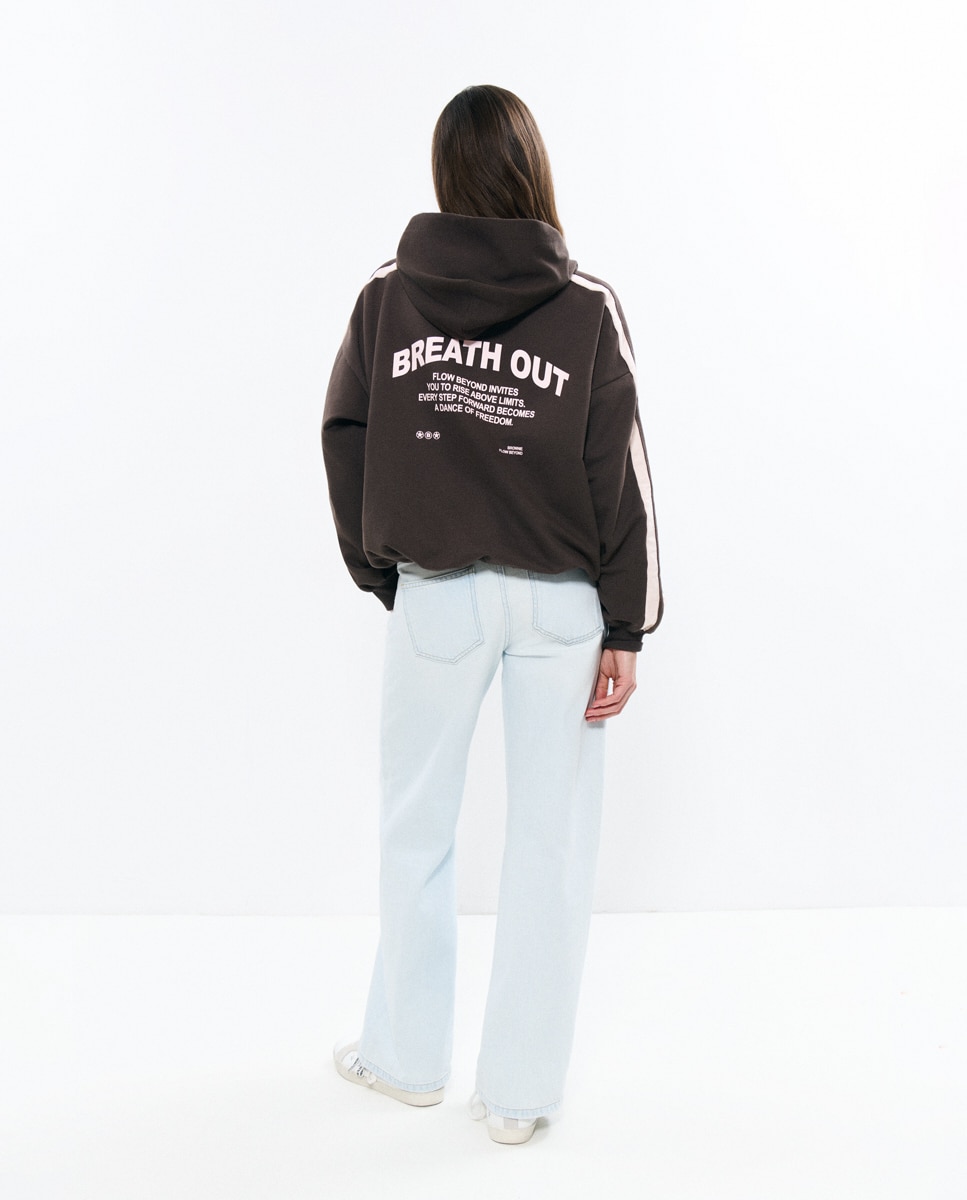 Sweatshirt com Logo e Bandas Castanho-2