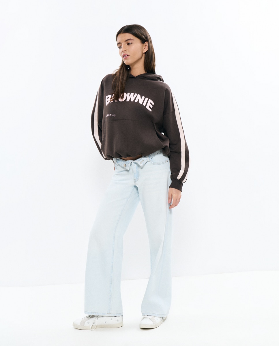 Sweatshirt com Logo e Bandas Castanho-4