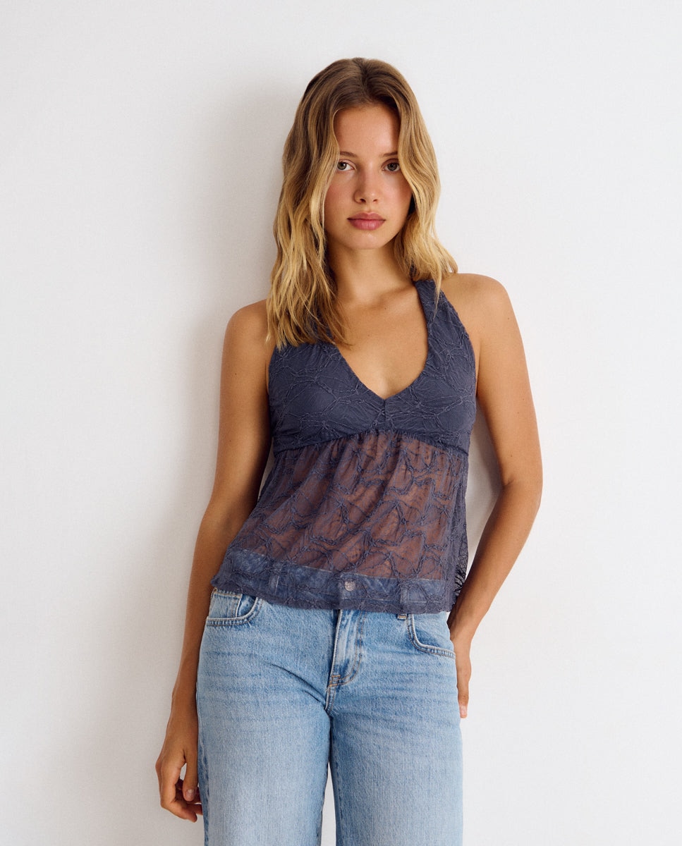 Imagem 0 de Top com Renda e Gola Halter