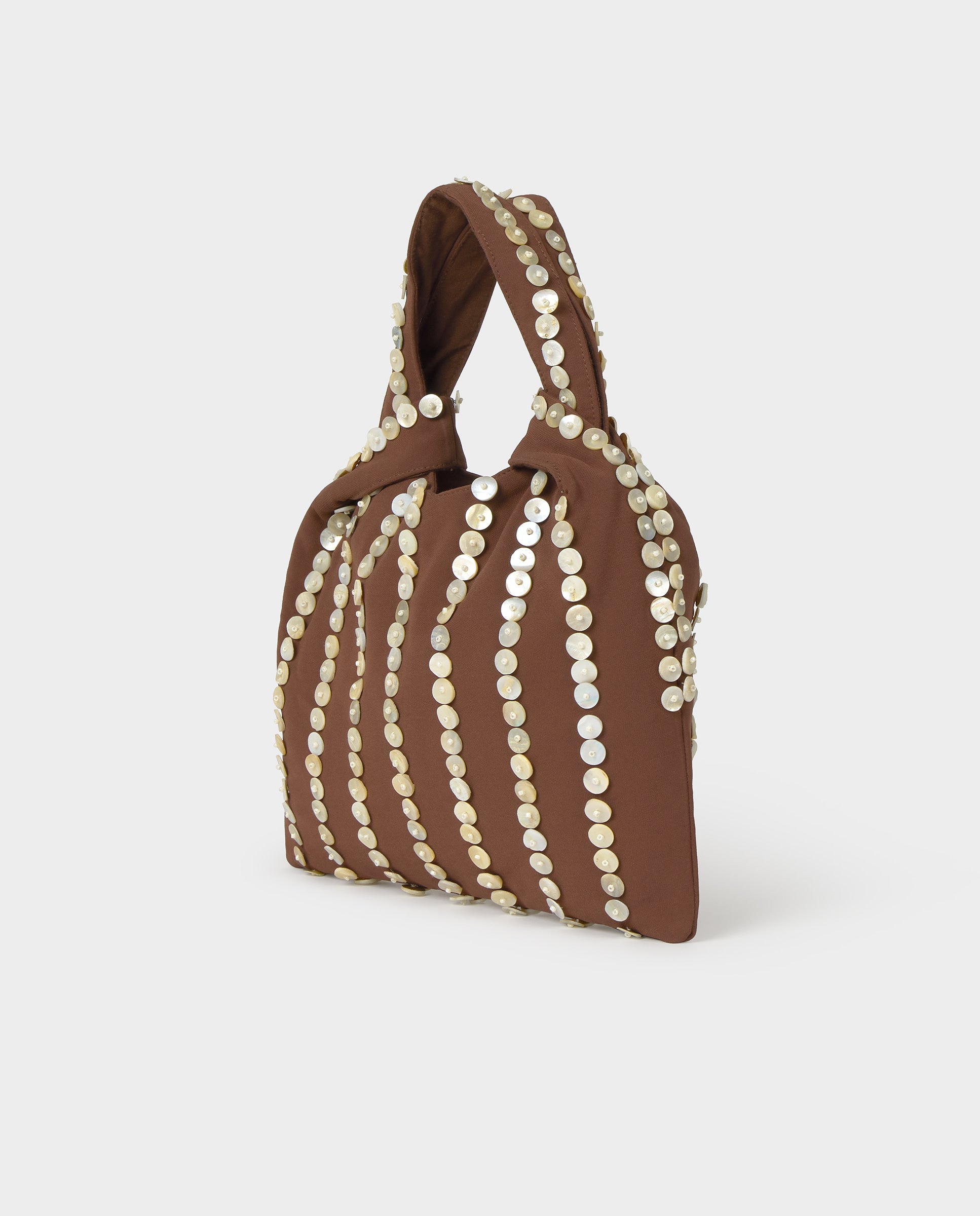 Mala de Mão com Detalhes de Madrepérola Castanho-chocolate-2