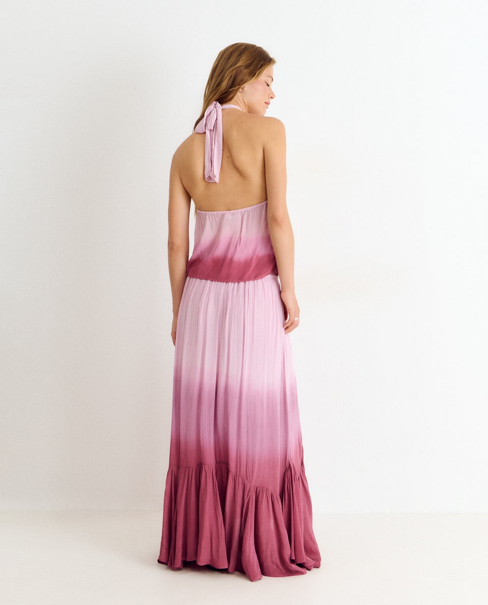 Top com Gola Halter Rosa-2