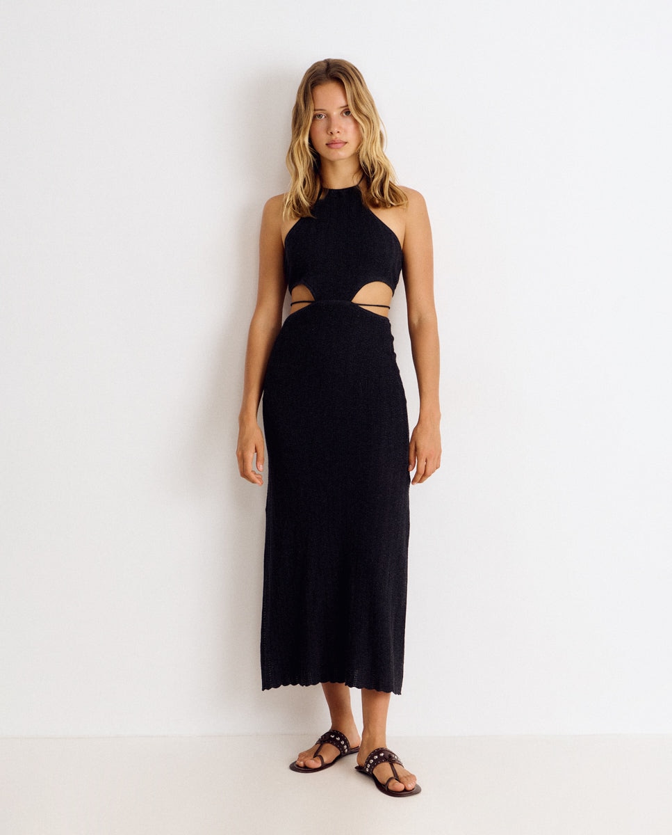 Imagem 0 de Vestido Midi de Malha com Cut-out