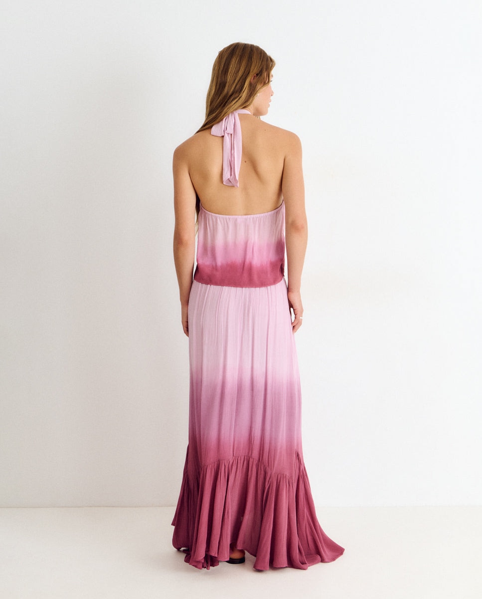 Saia Comprida Estampada Rosa-2