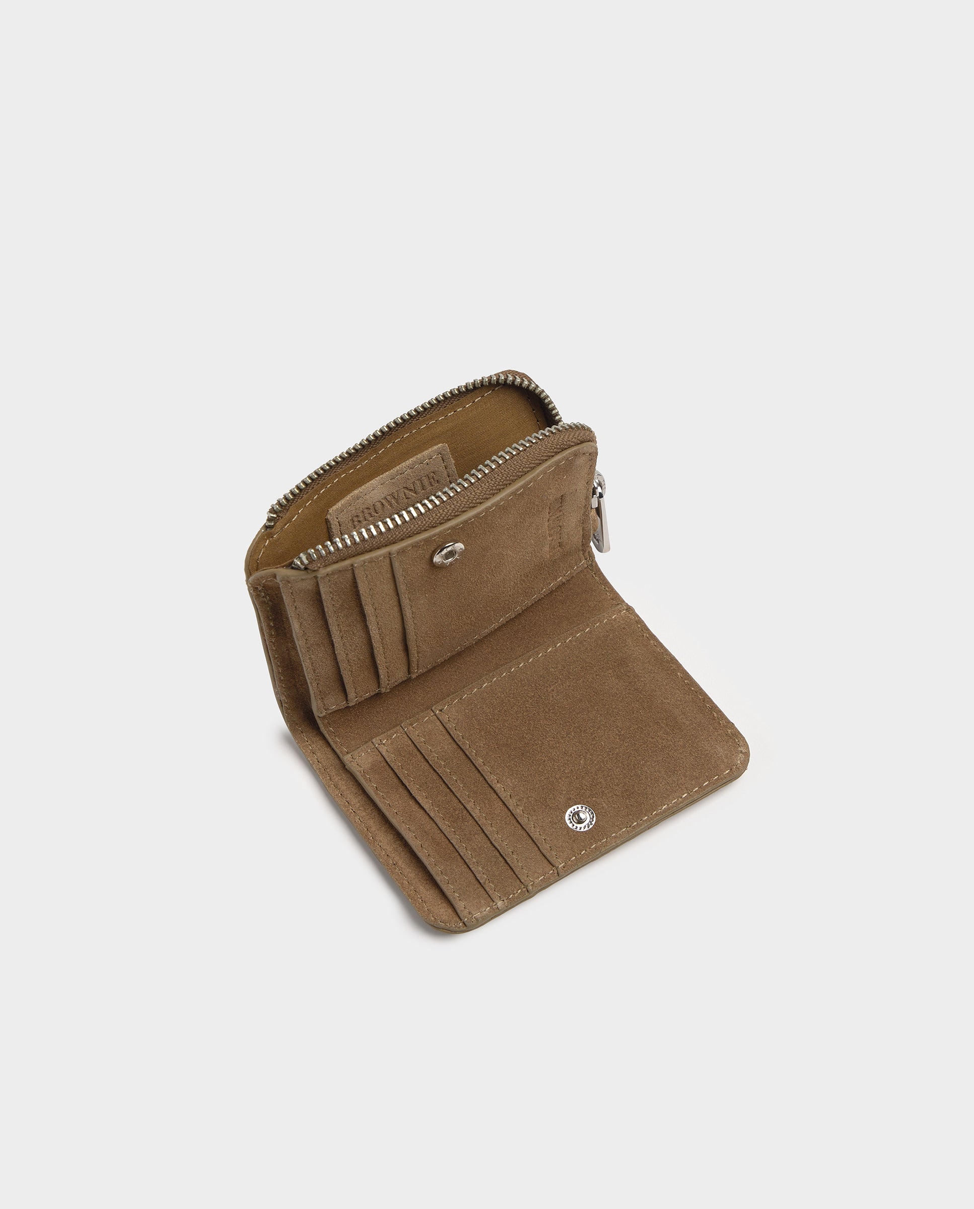 Porta-moedas de Pele com Tachas Pequenas Castanho-3