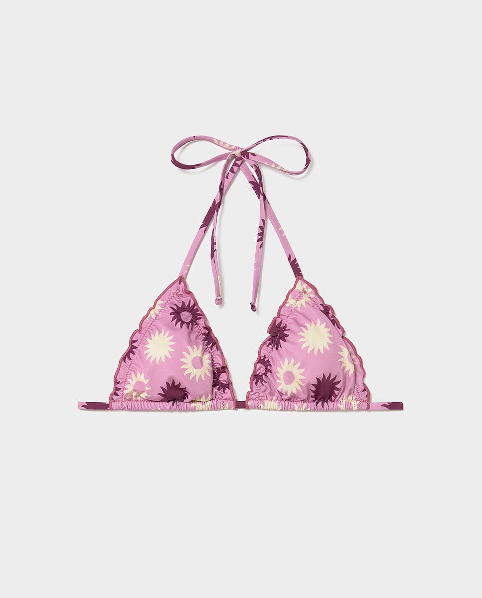 Top de Biquíni Triangular de Sóis Rosa-5