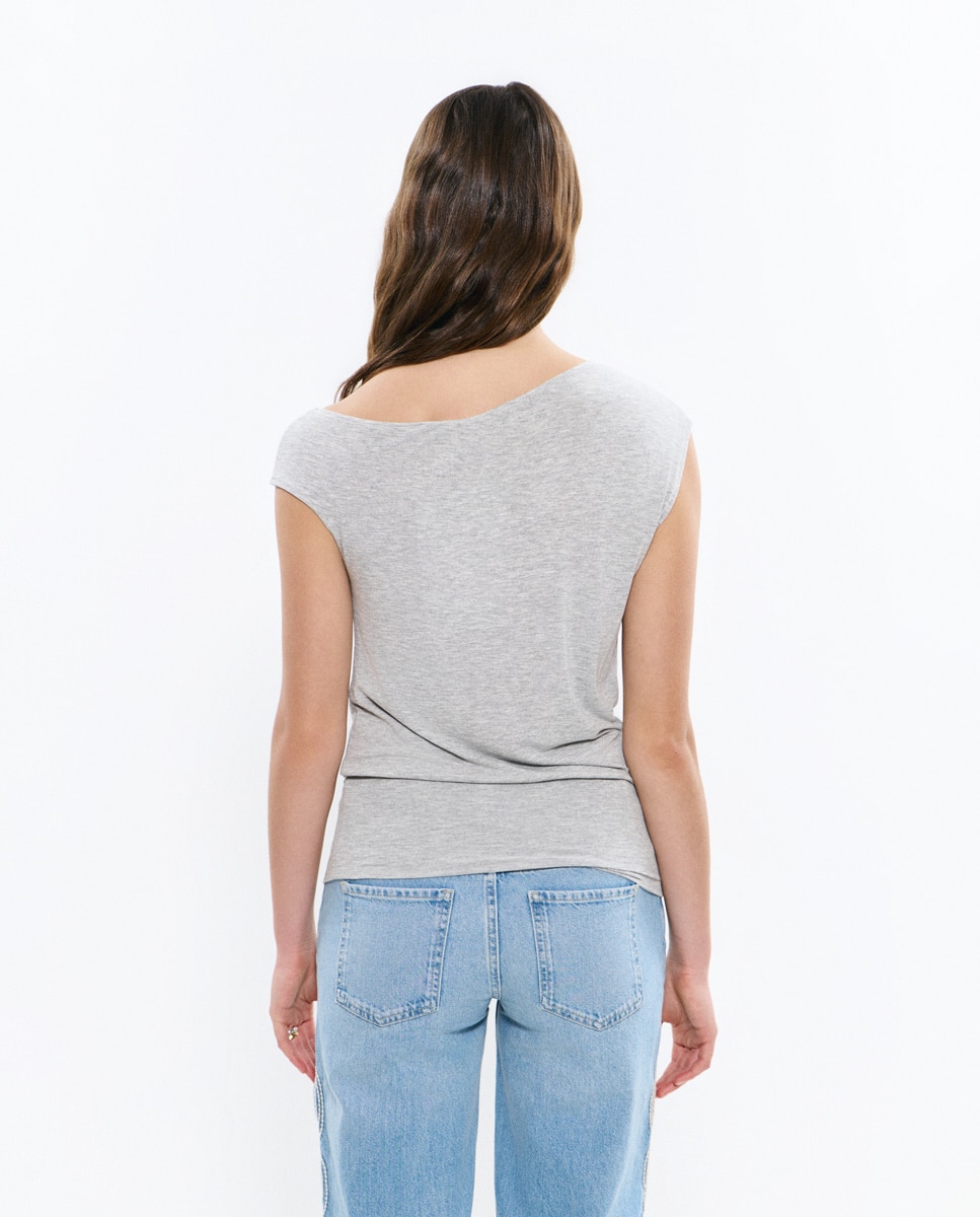T-shirt Ajustada Cinzento-2