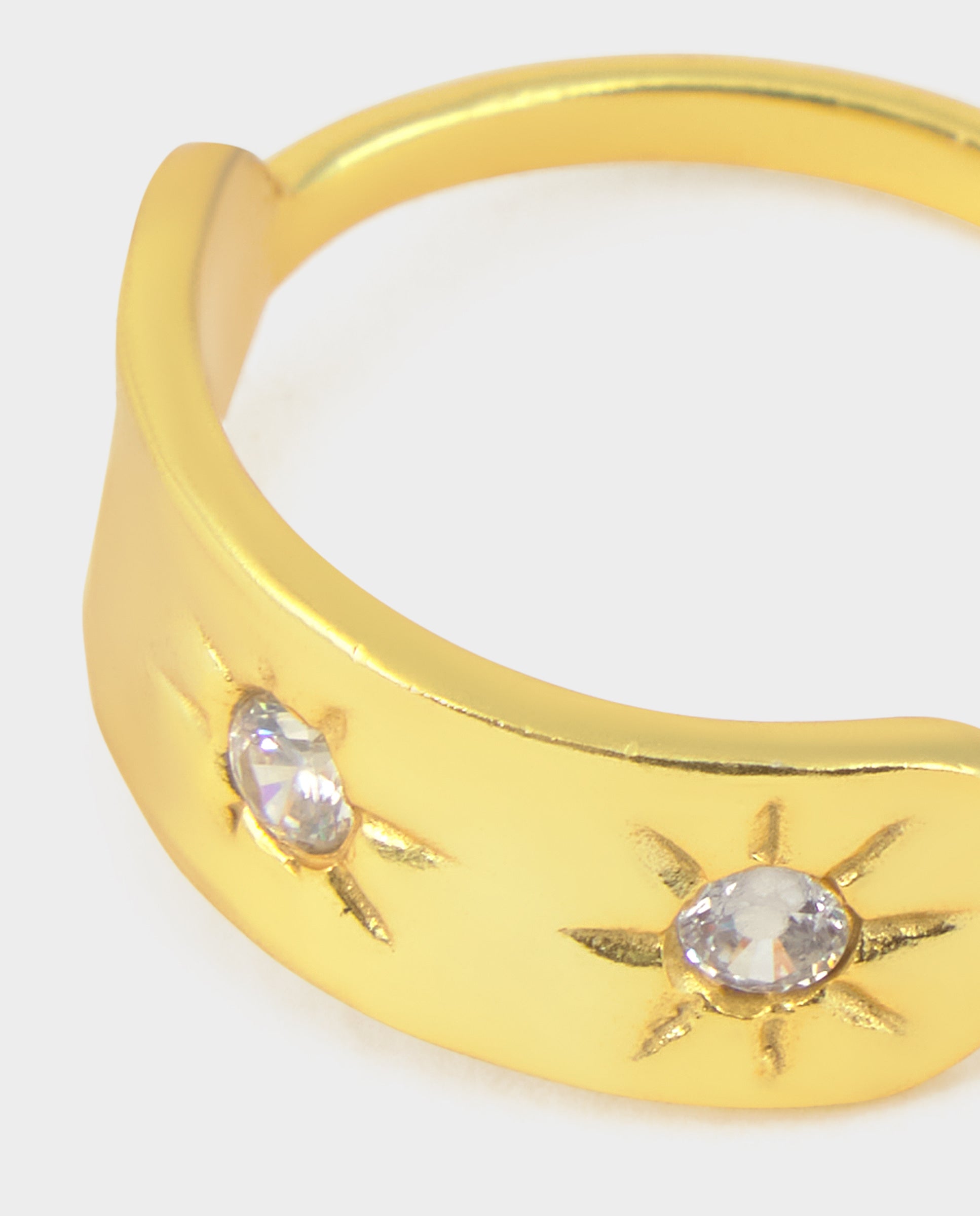 Anel de Estrelas com Brilhos Dourado-3