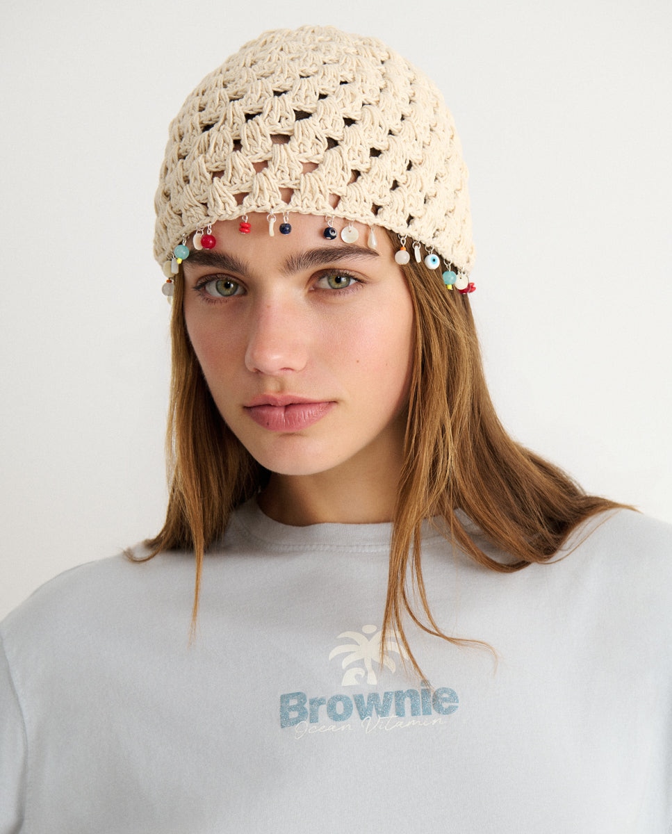 Casquete de Crochet Branco-3
