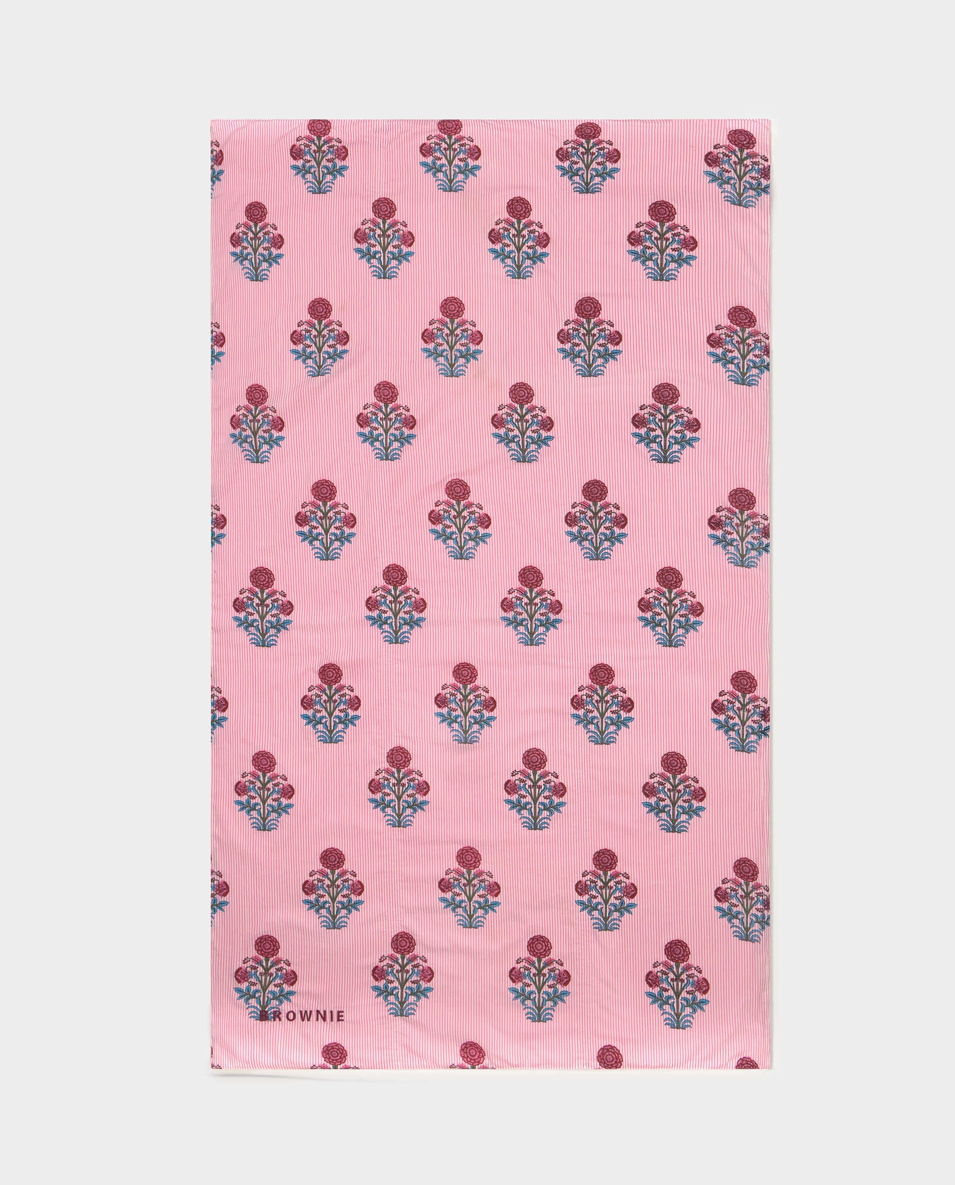 Toalha Estilo Pareo Às Riscas com Flores Azul-2