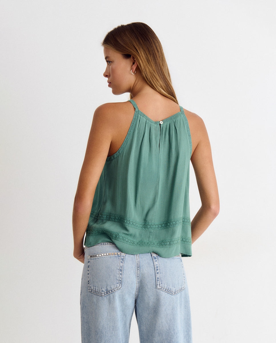 Top de Alças com Gola Halter Verde-2
