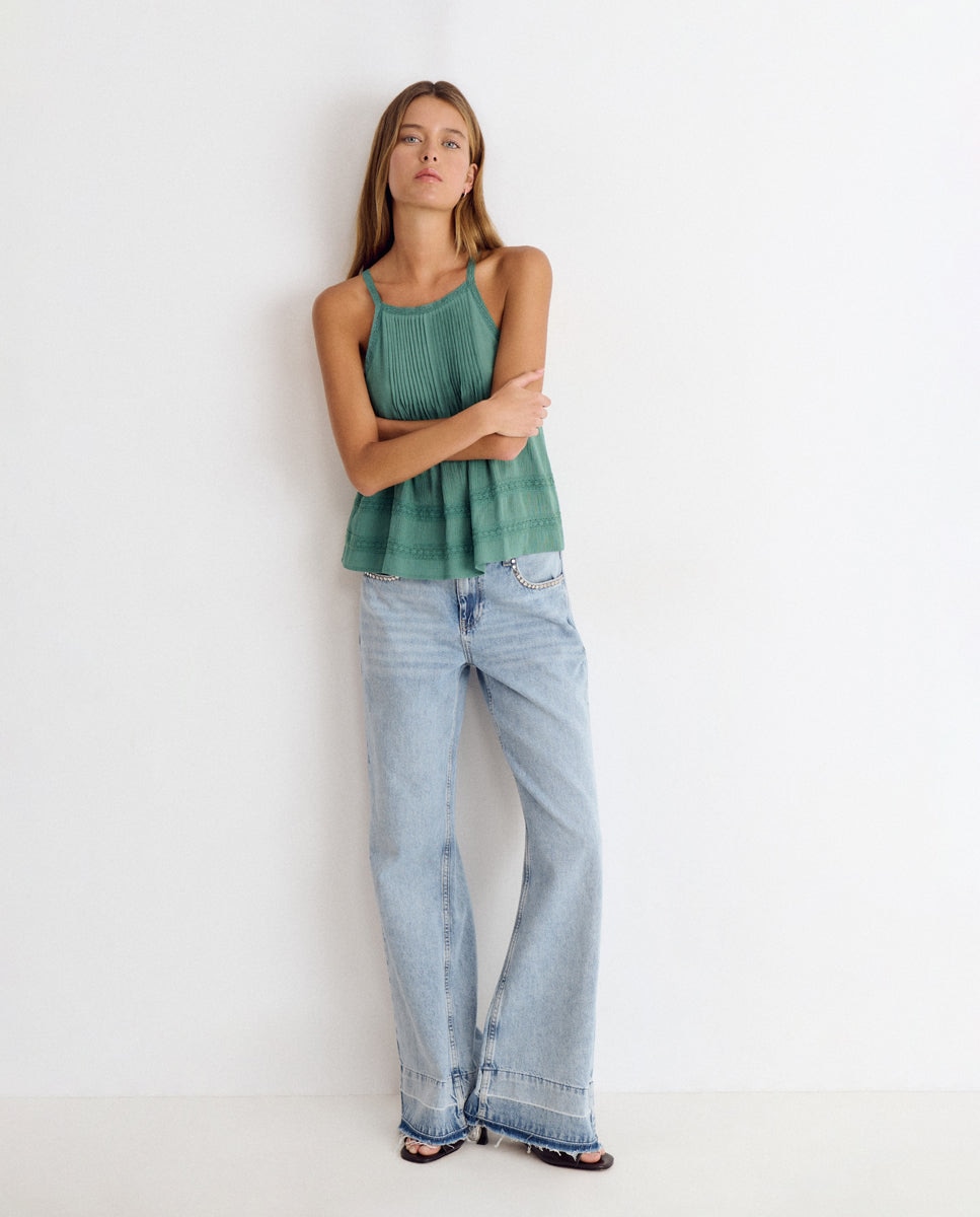 Top de Alças com Gola Halter Verde-3