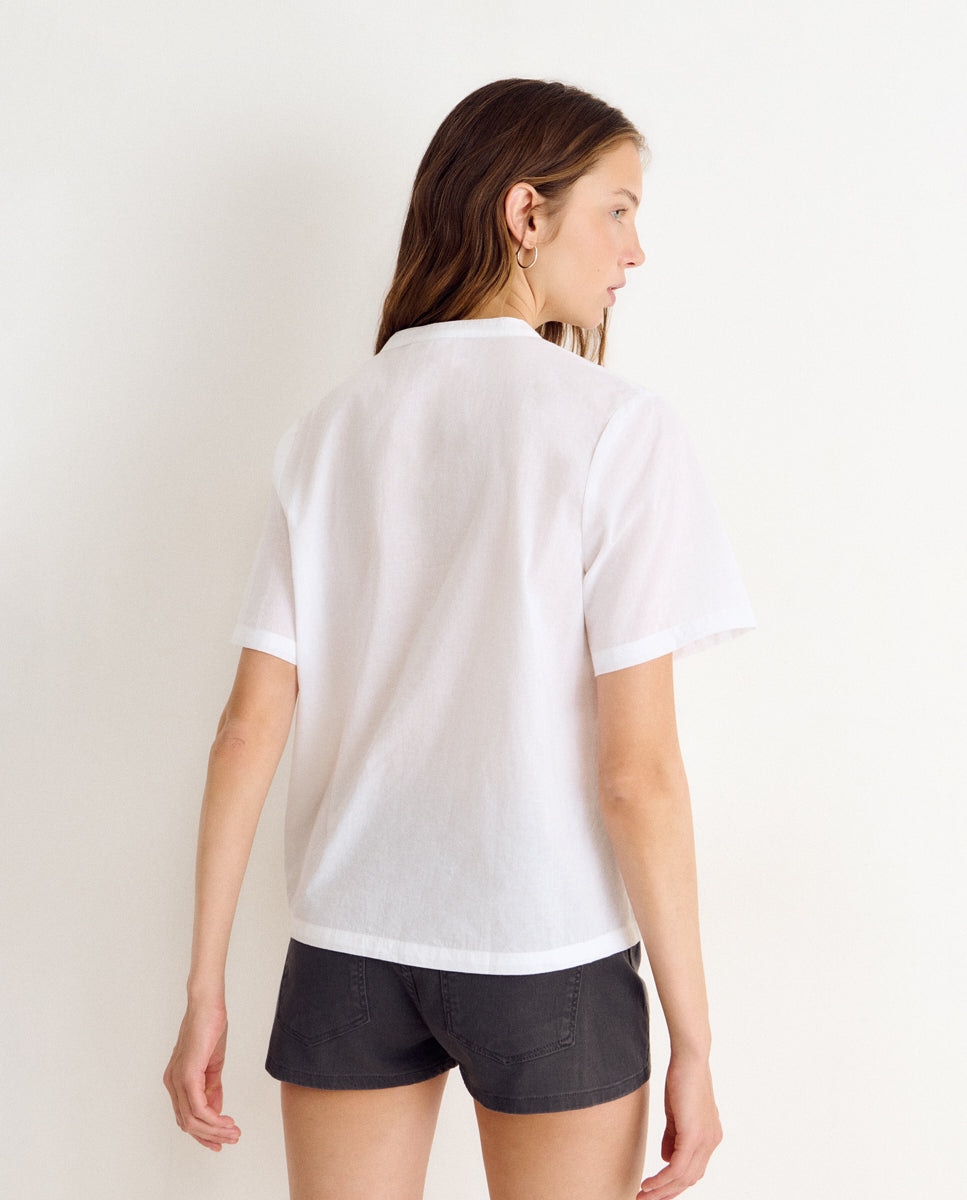 Blusa de Manga Curta com Nós Branco-2
