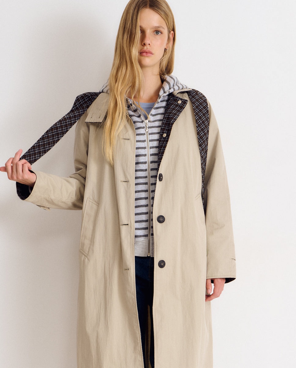 Gabardina Comprida com Capuz Branco-3
