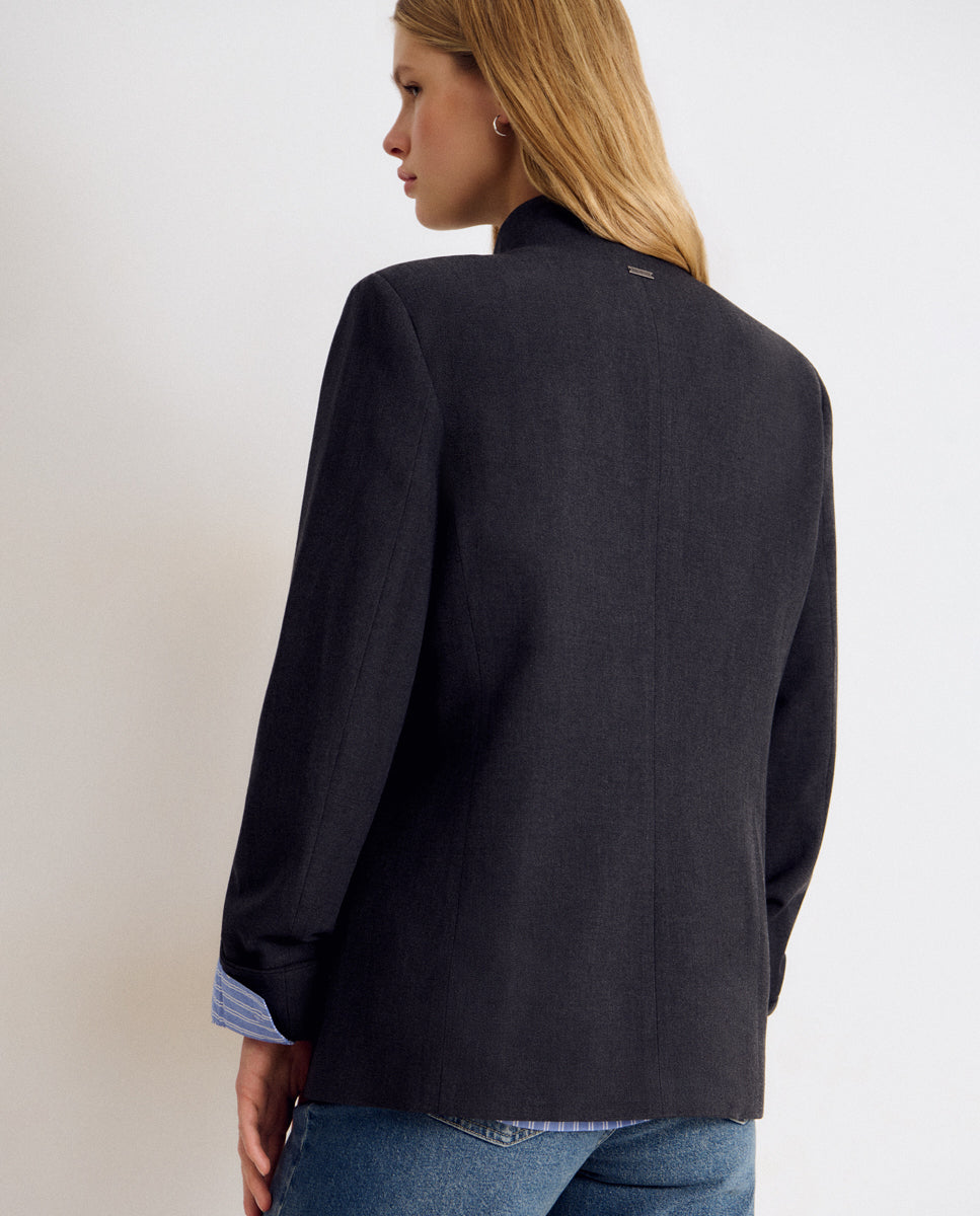 Blazer Cruzado com Botões Cinzento-2