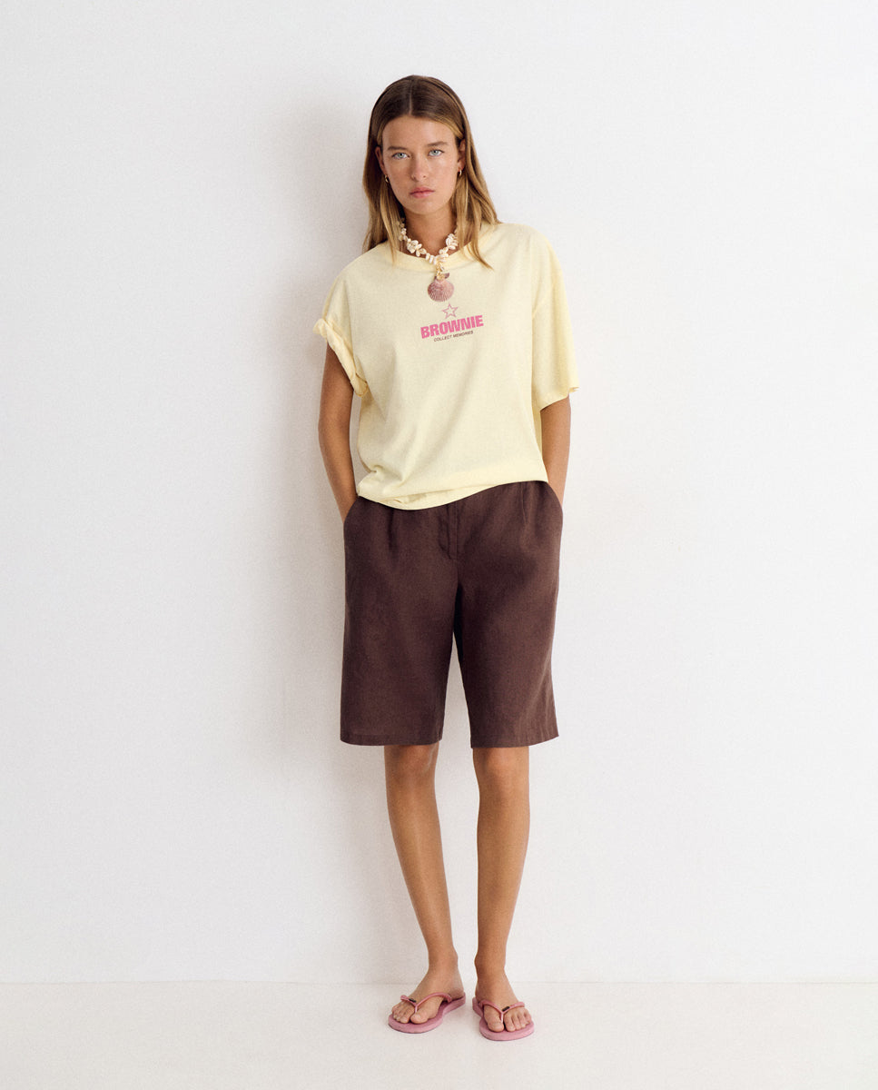 T-shirt com Logo e Estrelas Amarelo-2