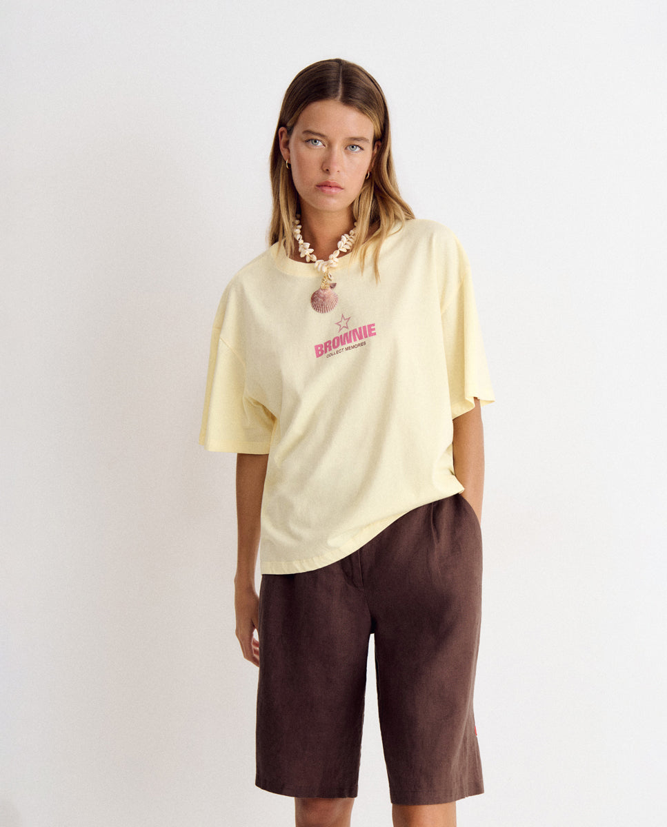 T-shirt com Logo e Estrelas Amarelo-3
