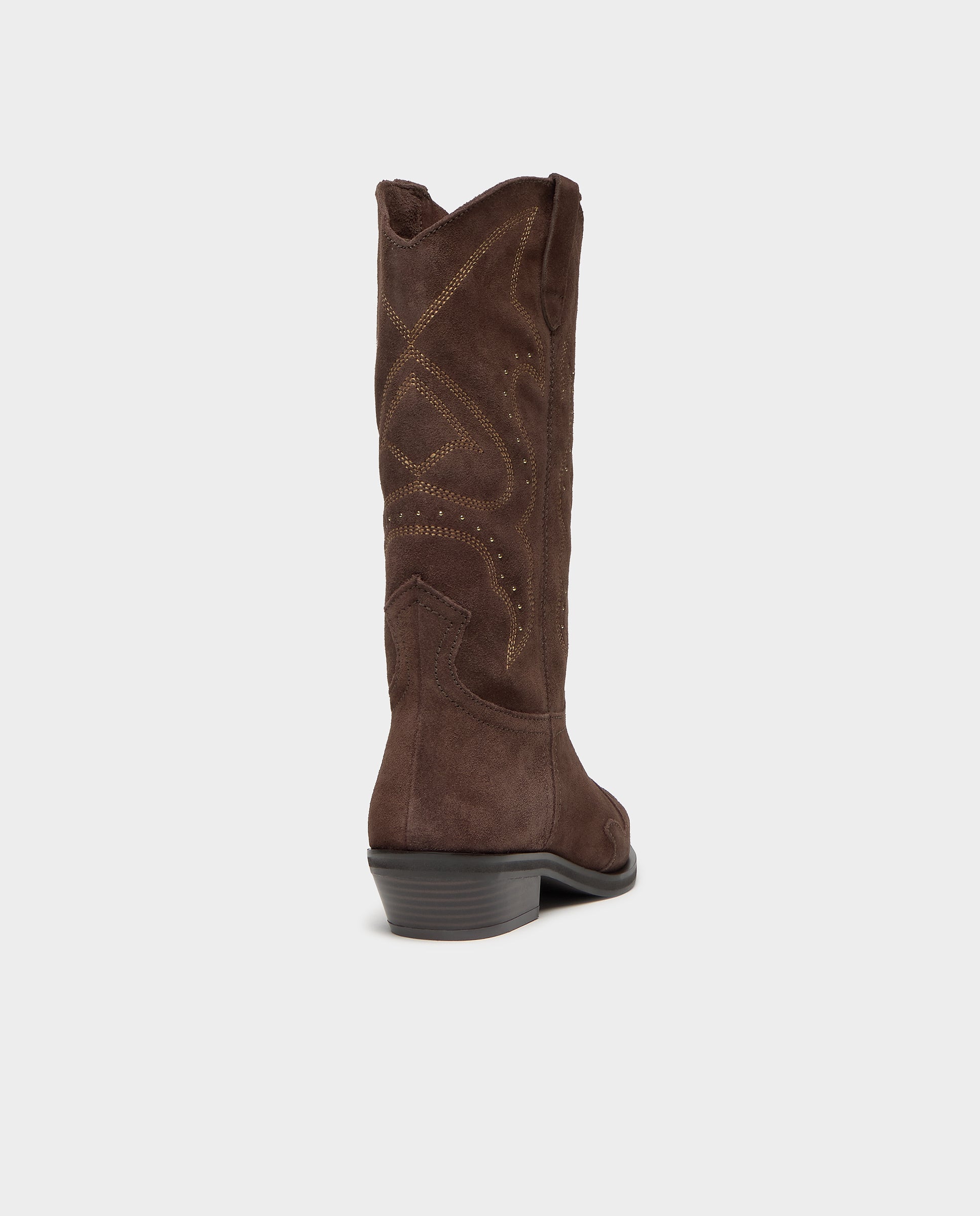 Botas de Pele Estilo Cowboy Castanho-chocolate-4