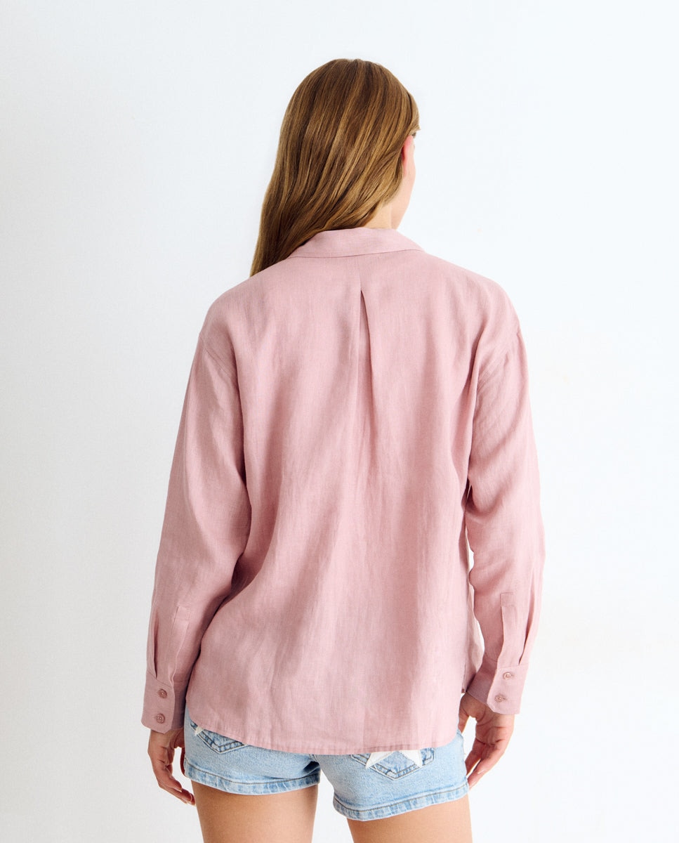Camisa de Linho Rosa-2