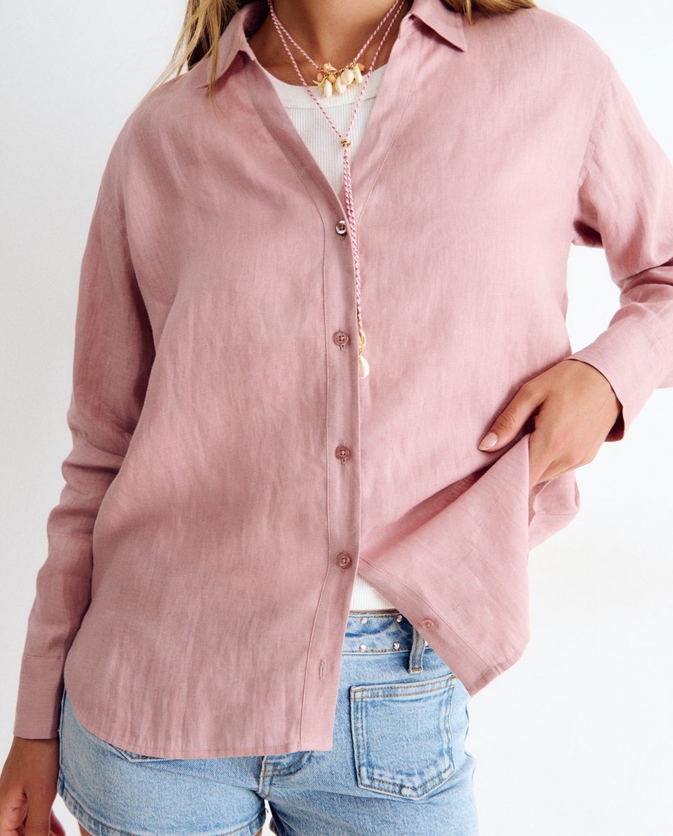 Camisa de Linho Rosa-4