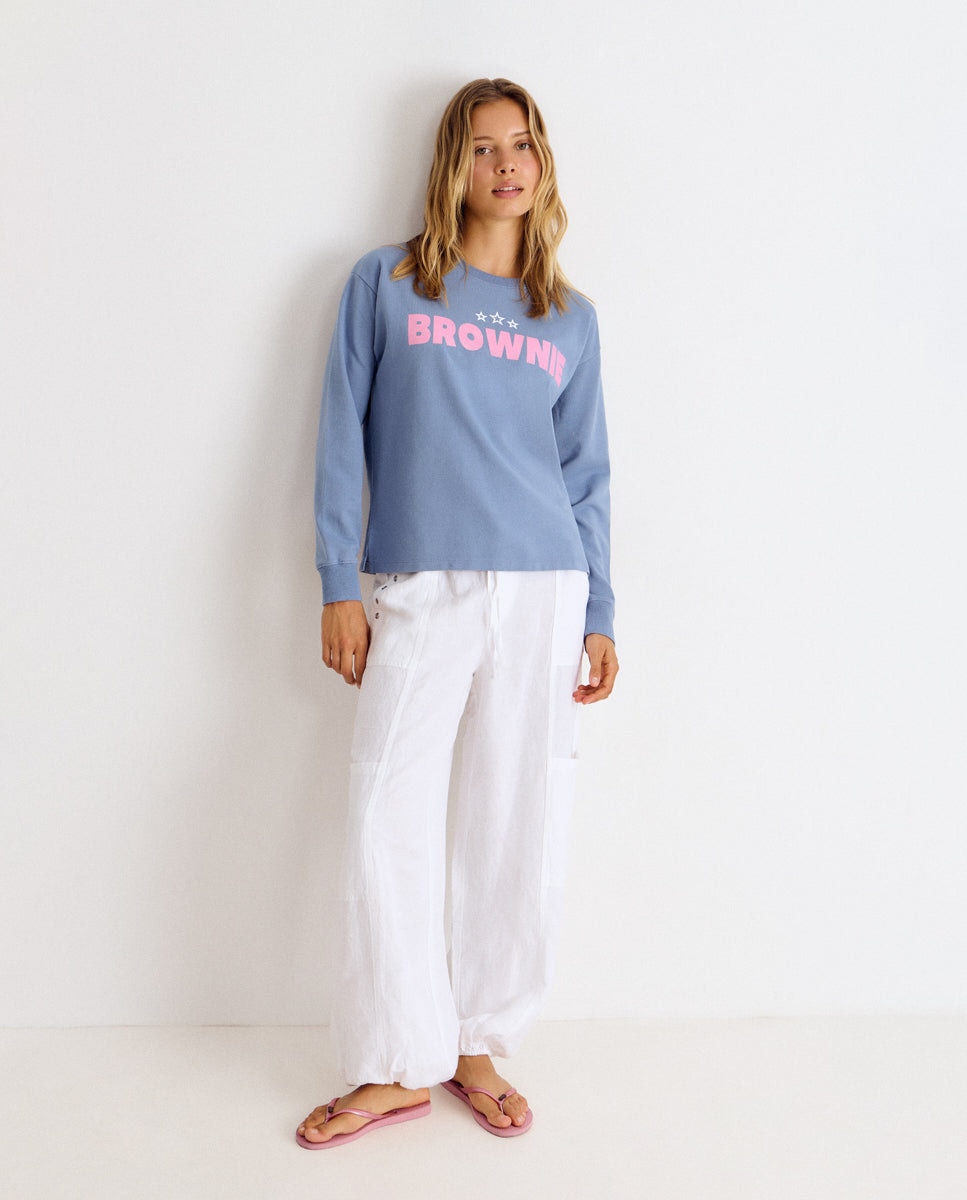 Sweatshirt com Logo e Estrelas Azul-3