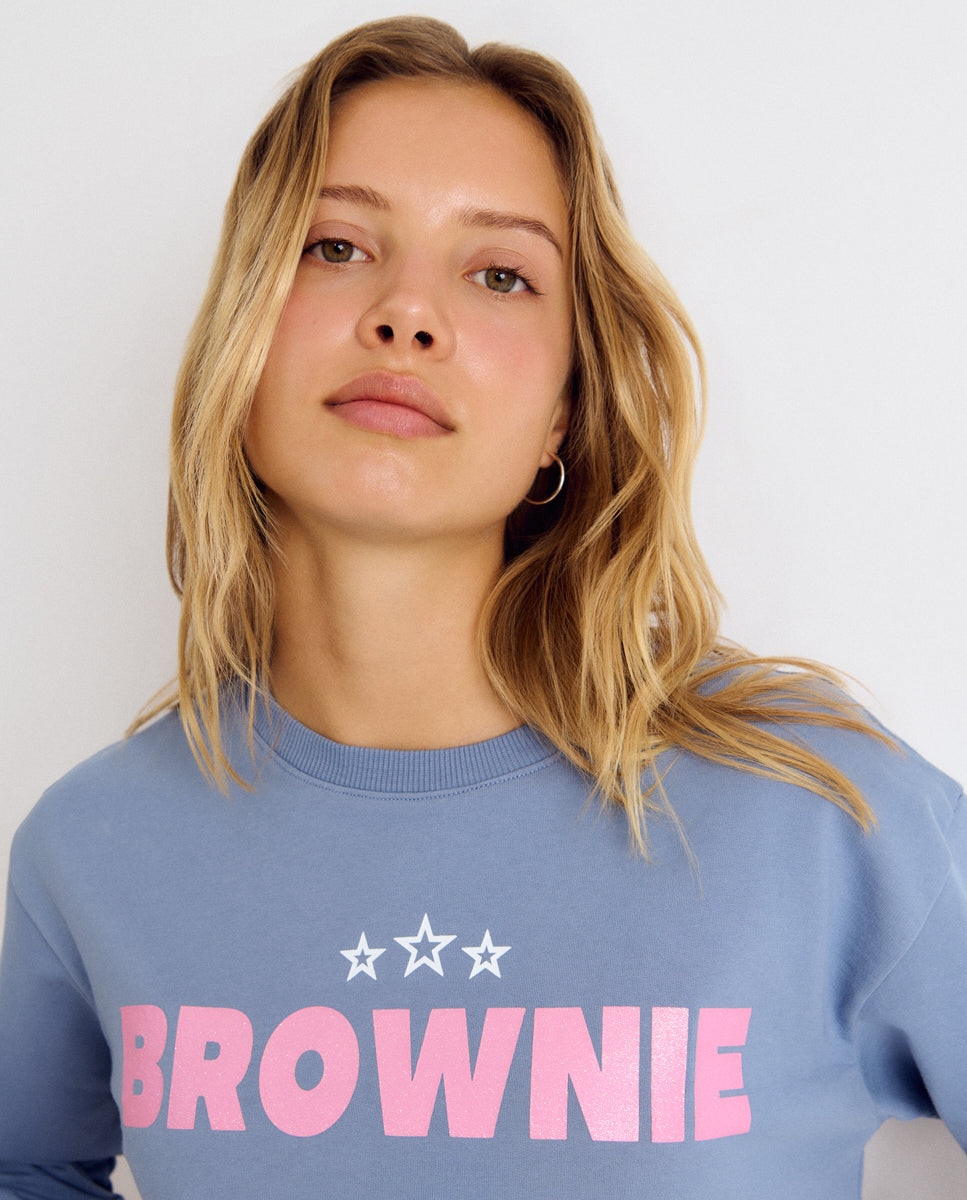 Sweatshirt com Logo e Estrelas Azul-4