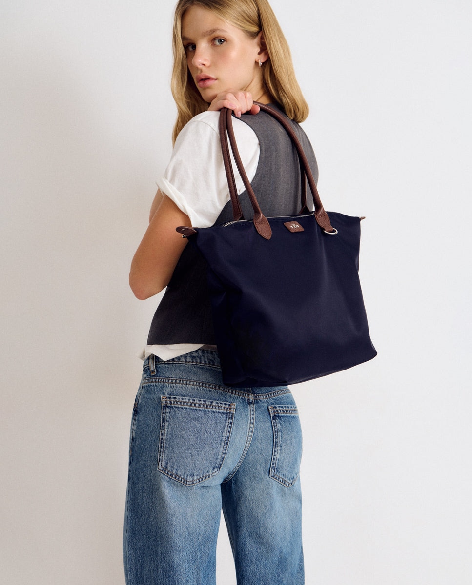 Mala Shopper de Nylon Azul-2