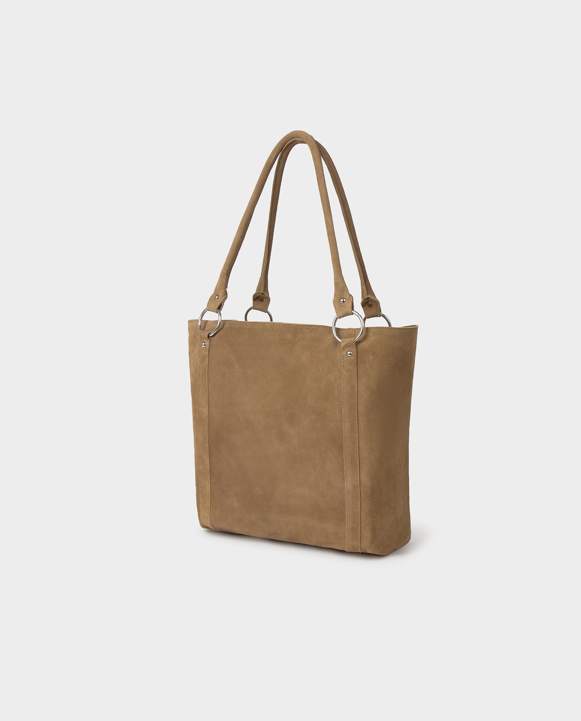 Mala Shopper de Couro com Aros Camel-4
