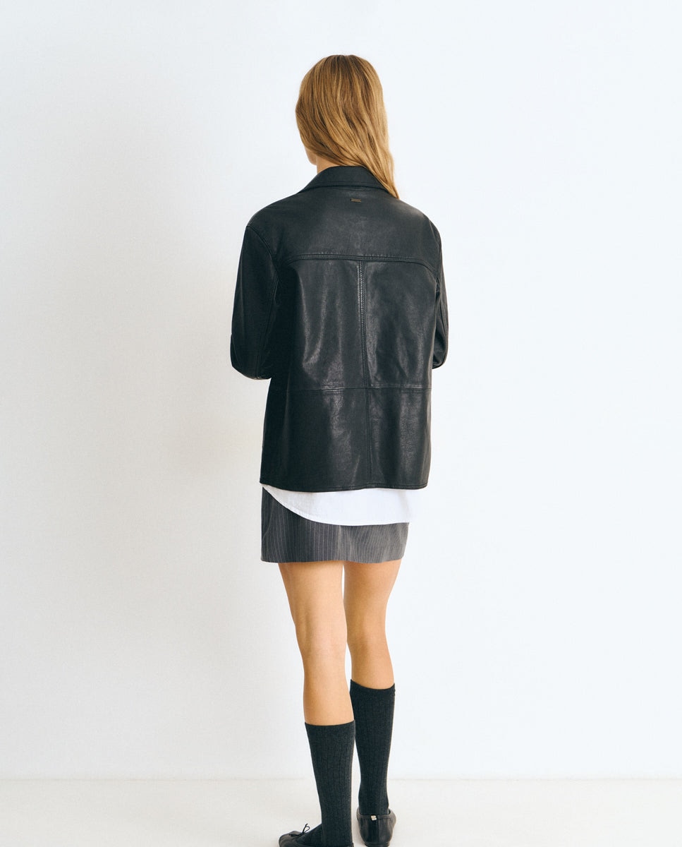 Blazer de Pele Preto-2