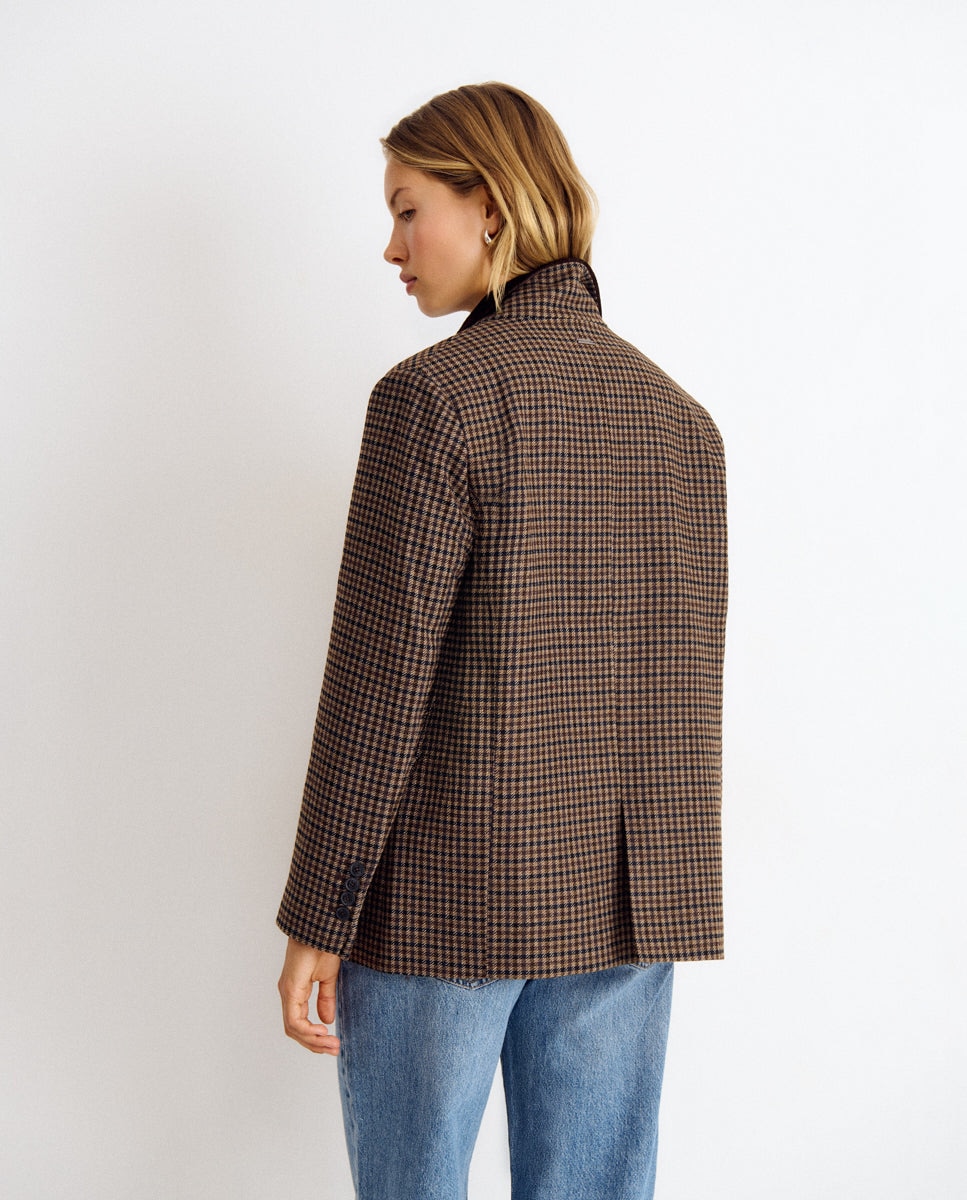 Blazer Aos Quadrados Pequenos Taupe-2